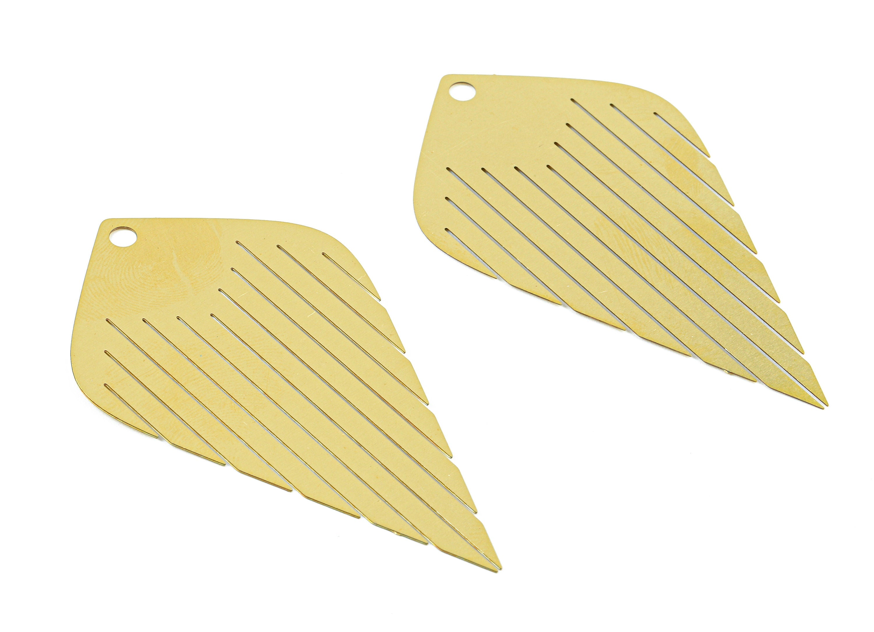 Brass Leaf Charms - Raw Brass Leaf Earrings and Pendant - Brass Necklace Charms - Jewelry Supplies - 61.53x34.35x0.29mm - JJB5735 - DOMEDBAZAAR