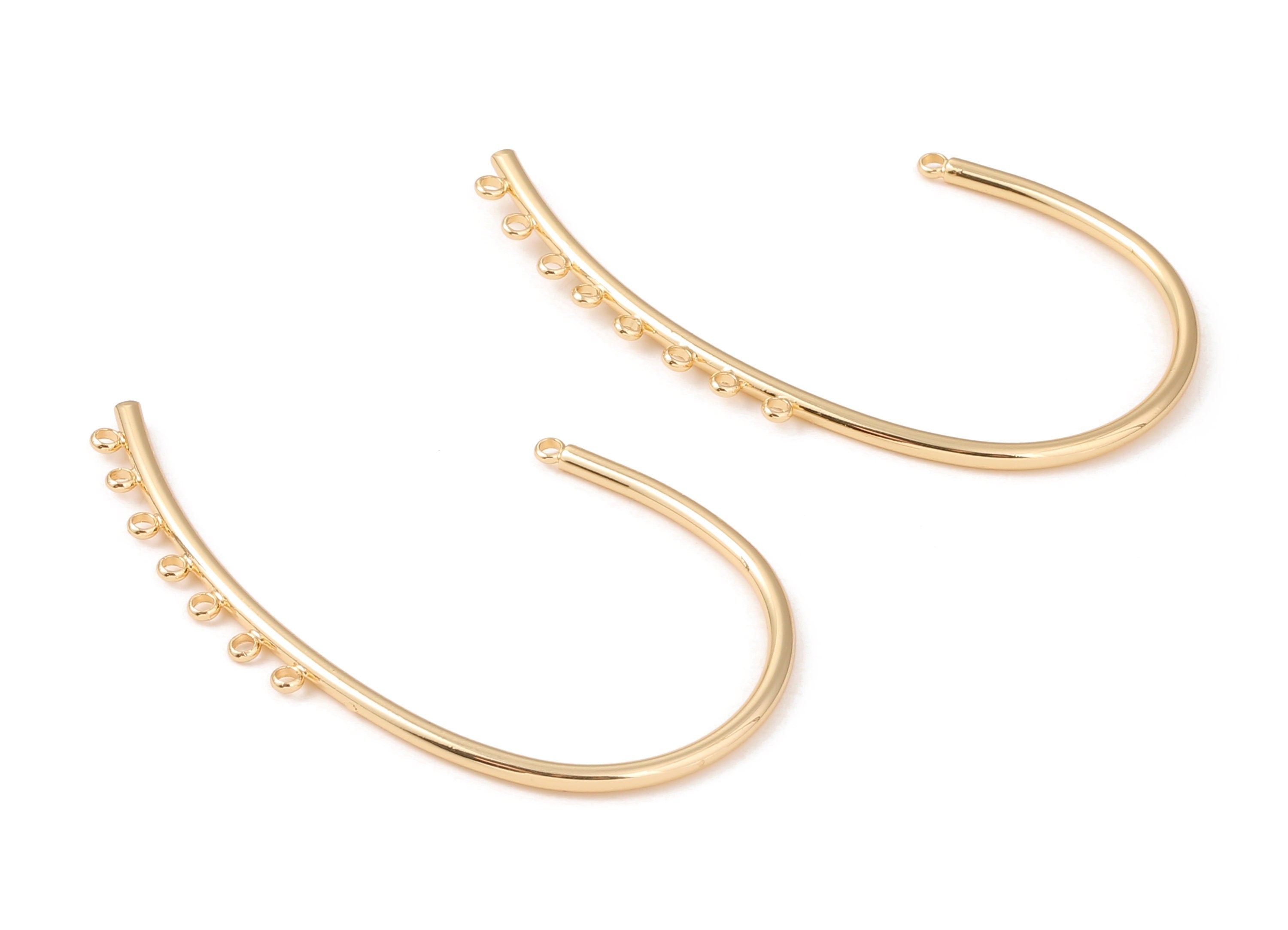 Brass C Earring Wire - Brass C Earring Post and Stud - 18K Real Gold Plated Brass Stud - Jewelry Supplies - 56.46x32.21x2.13mm - RGP1050 - DOMEDBAZAAR