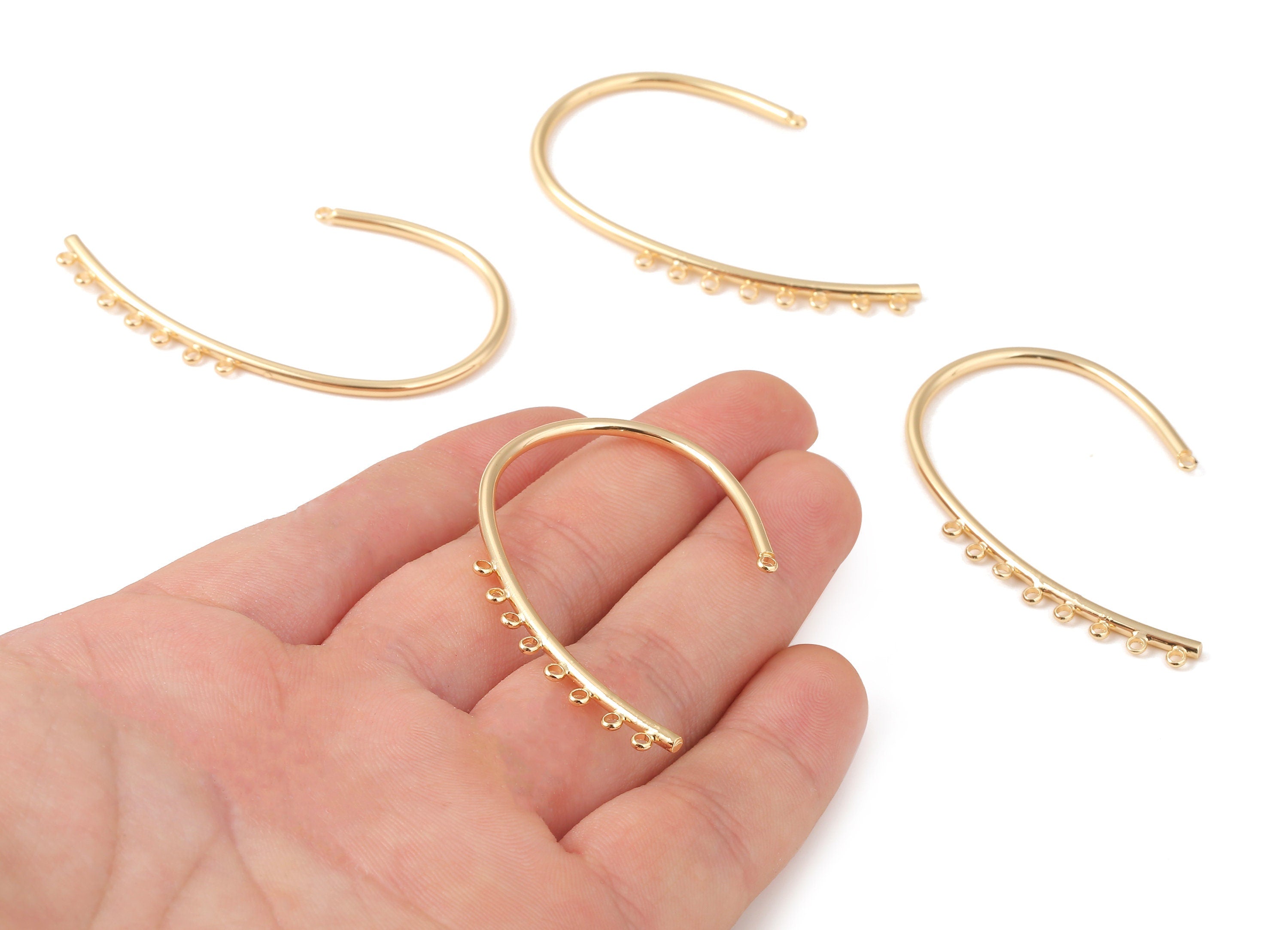Brass C Earring Wire - Brass C Earring Post and Stud - 18K Real Gold Plated Brass Stud - Jewelry Supplies - 56.46x32.21x2.13mm - RGP1050 - DOMEDBAZAAR