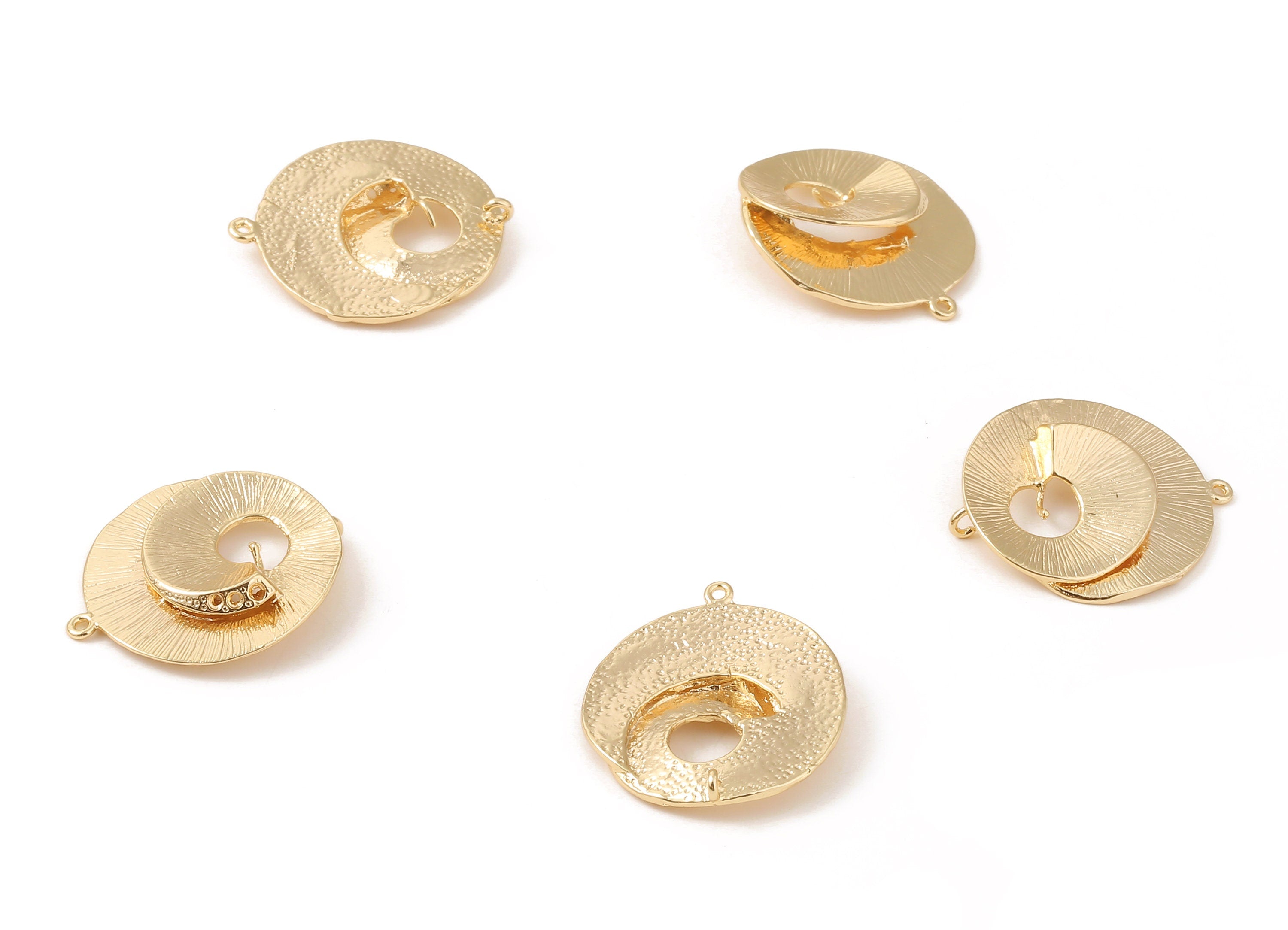 Brass Snail Earring Charms - Brass Snail Earring Pendant - 18K Real Gold Plated Brass - Jewelry Supplies - 26.66x23.17x0.94mm - RGP1083 - DOMEDBAZAAR
