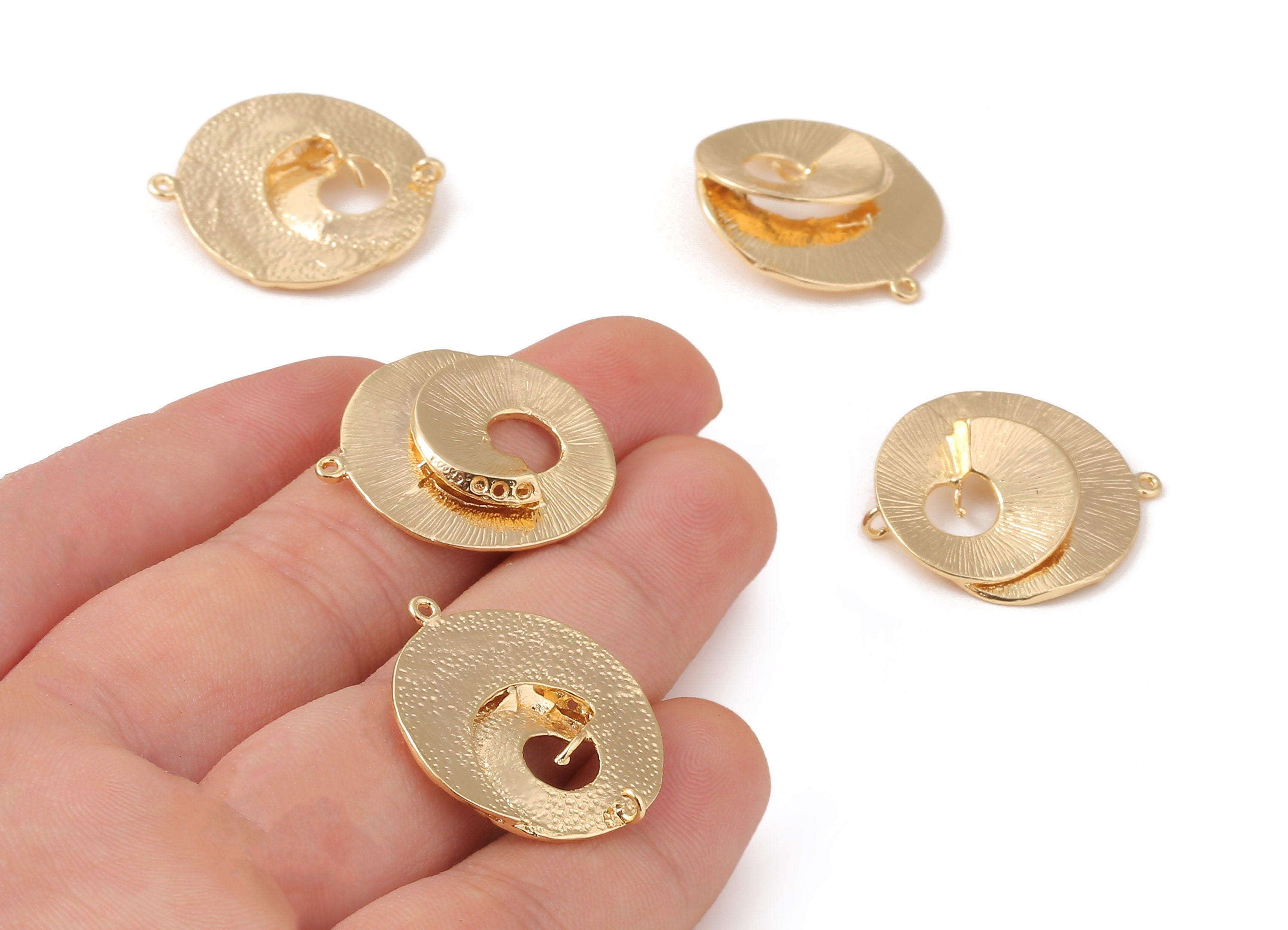 Brass Snail Earring Charms - Brass Snail Earring Pendant - 18K Real Gold Plated Brass - Jewelry Supplies - 26.66x23.17x0.94mm - RGP1083 - DOMEDBAZAAR