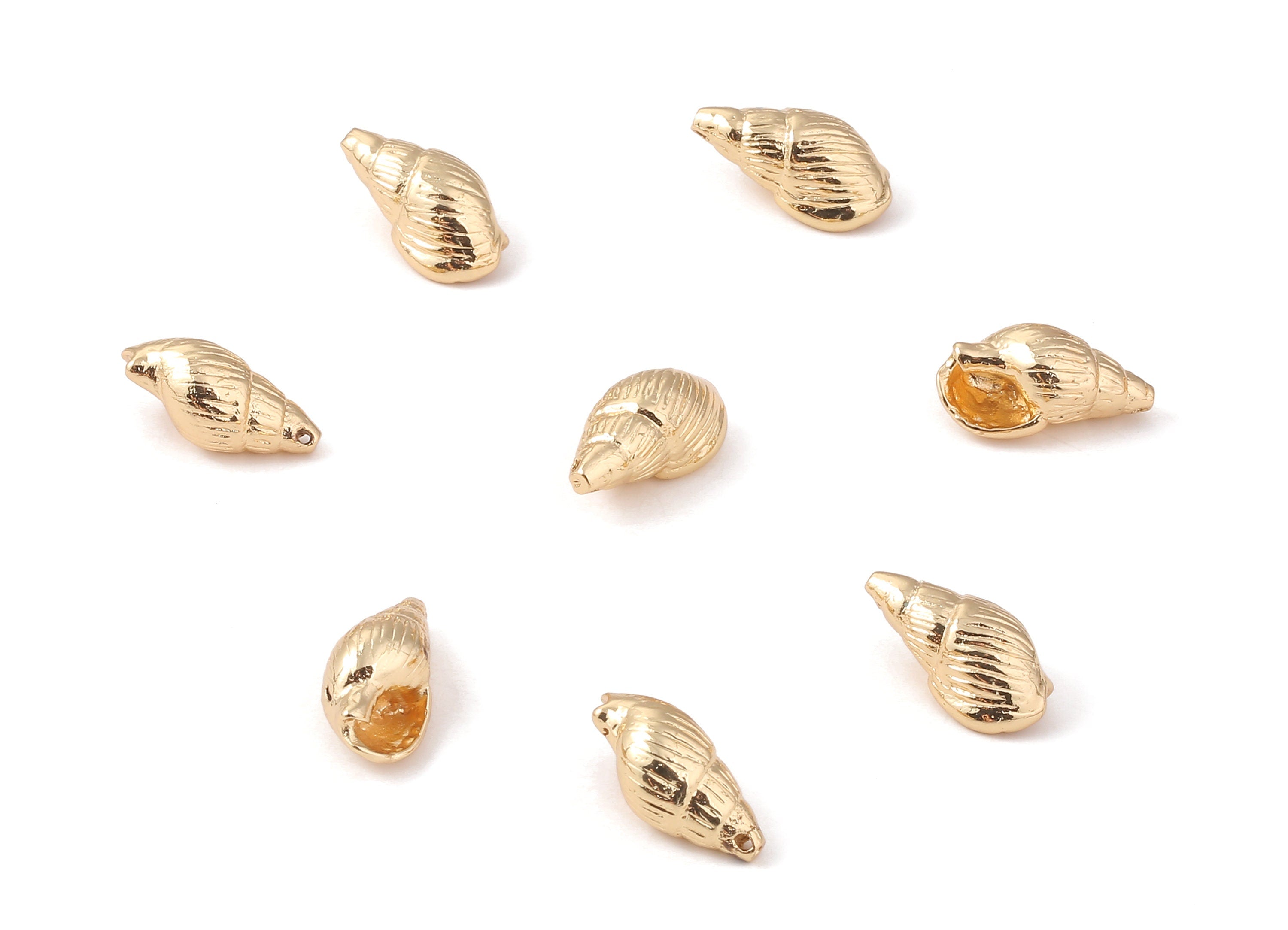 Brass Whelk Seashell Charms - Brass Whelk Seashell Pendant - 18K Real Gold Plated Brass - Jewelry Supplies - 17.59x8.26mm - RGP1224 - DOMEDBAZAAR
