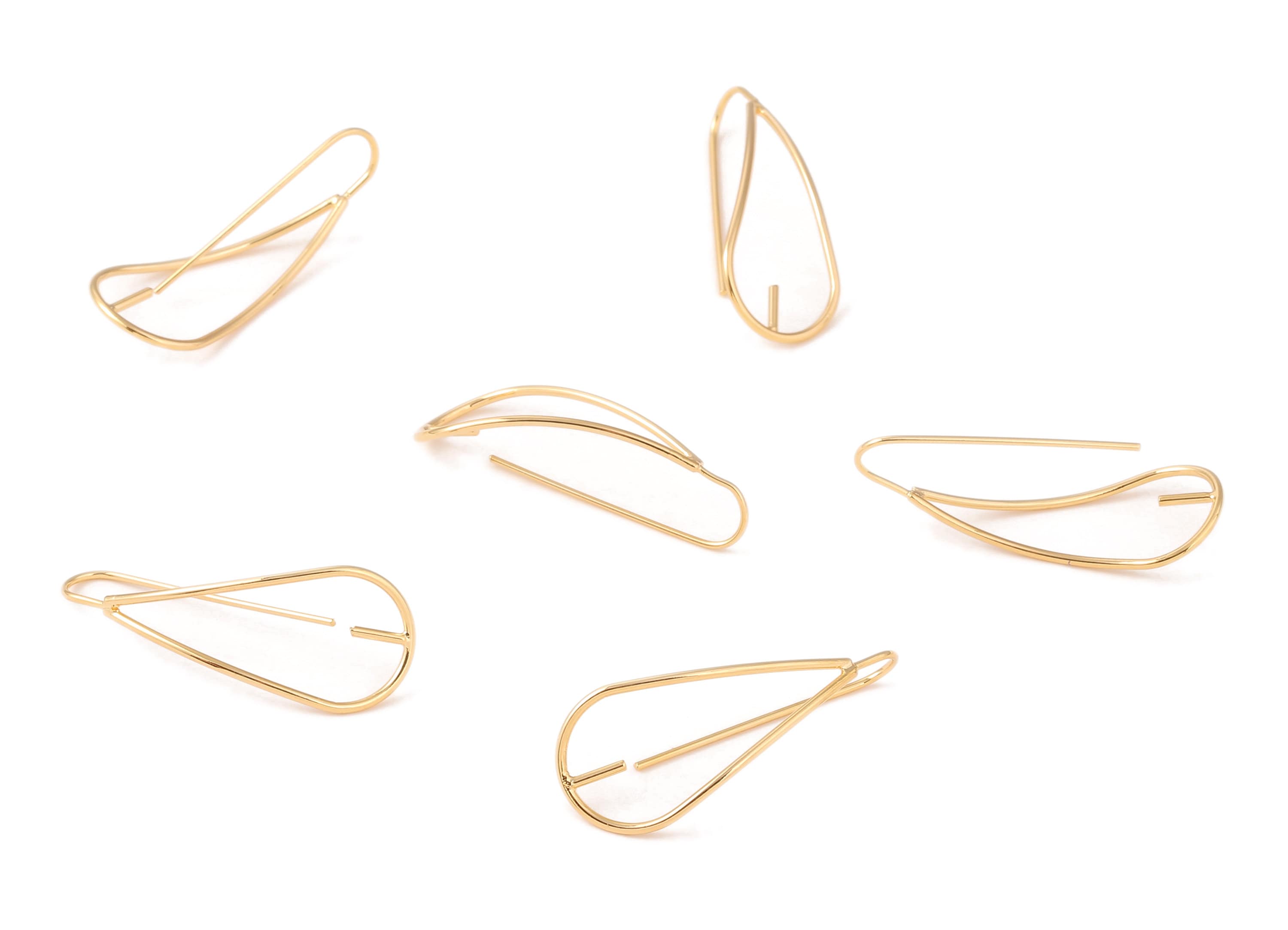 Brass Earing wire - Brass  Earring Post and Earring Stud For Pearl - 18K Real Gold Plated Brass - 33.7 x12.22x1.05mm - RGP1057 - DOMEDBAZAAR