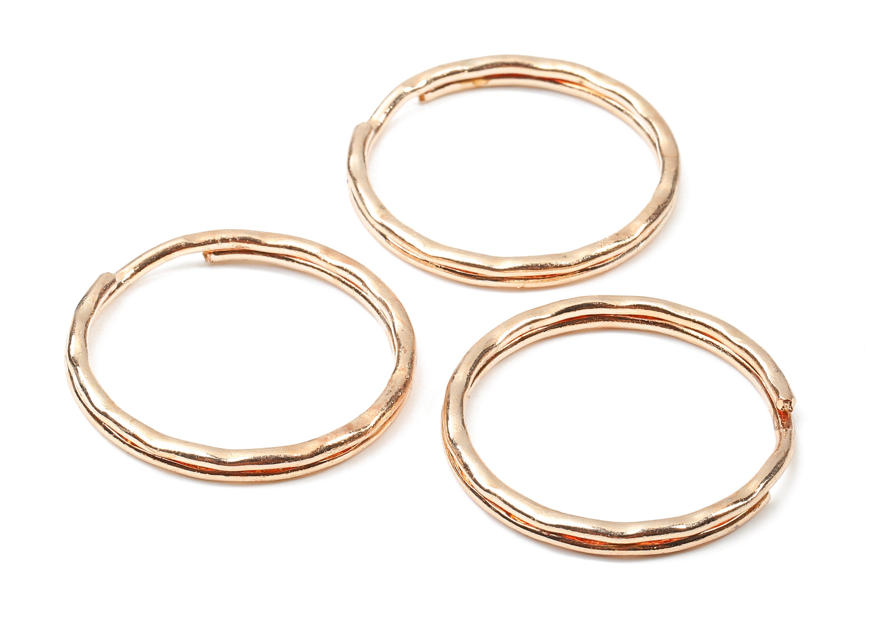 Rose Gold Metal Key Rings - Split Rings - Circle Key Rings - Keychain Connectors - Key Ring Findings - 30.36x30.36x1.7mm - PP2856R - DOMEDBAZAAR
