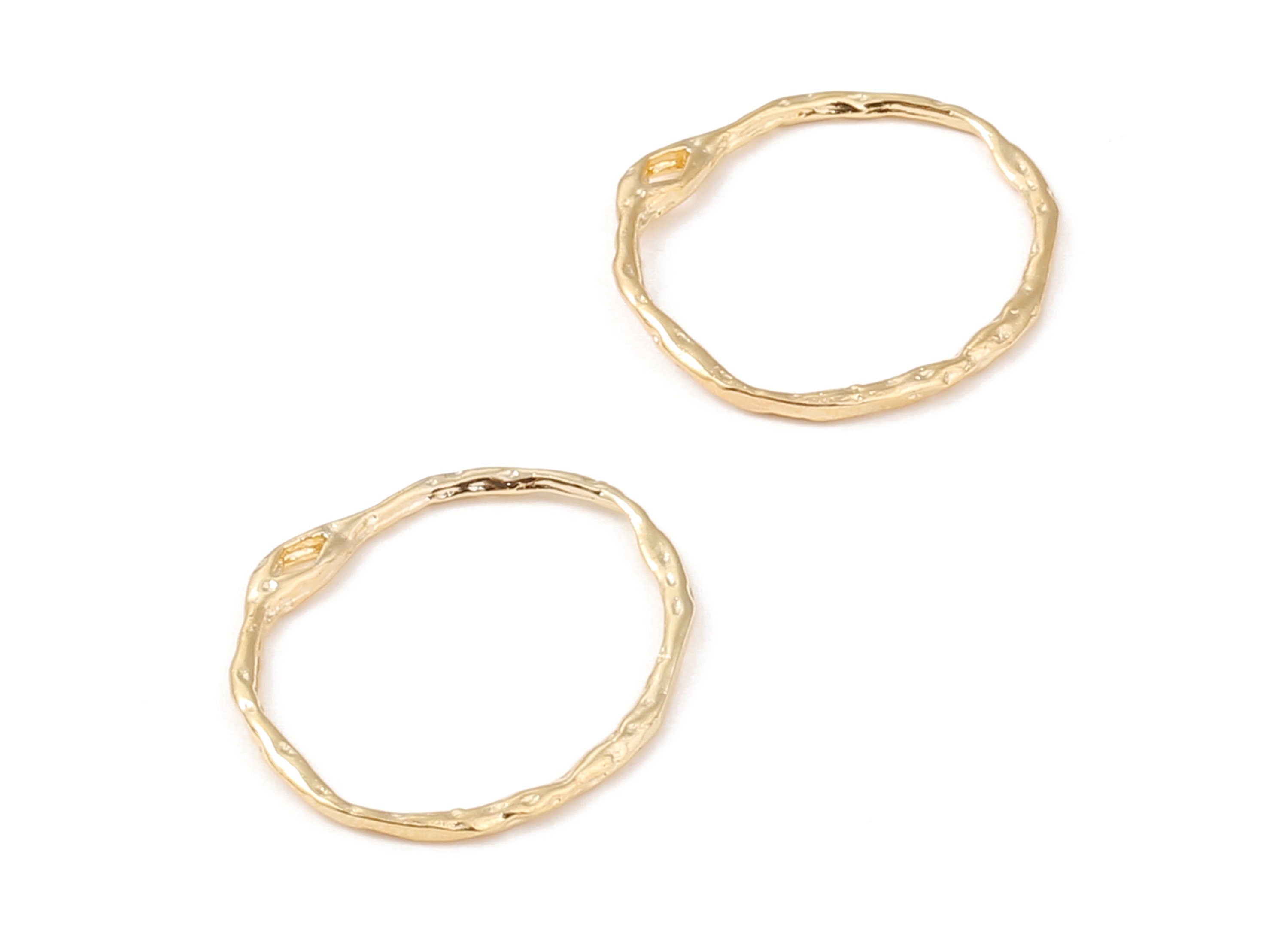 Brass Hoop Earring Charms - Brass Round Earring Pendant - 18K Real Gold Plated Brass - Jewelry Supplies - 20.95x20.36x1.14mm - RGP1200 - DOMEDBAZAAR