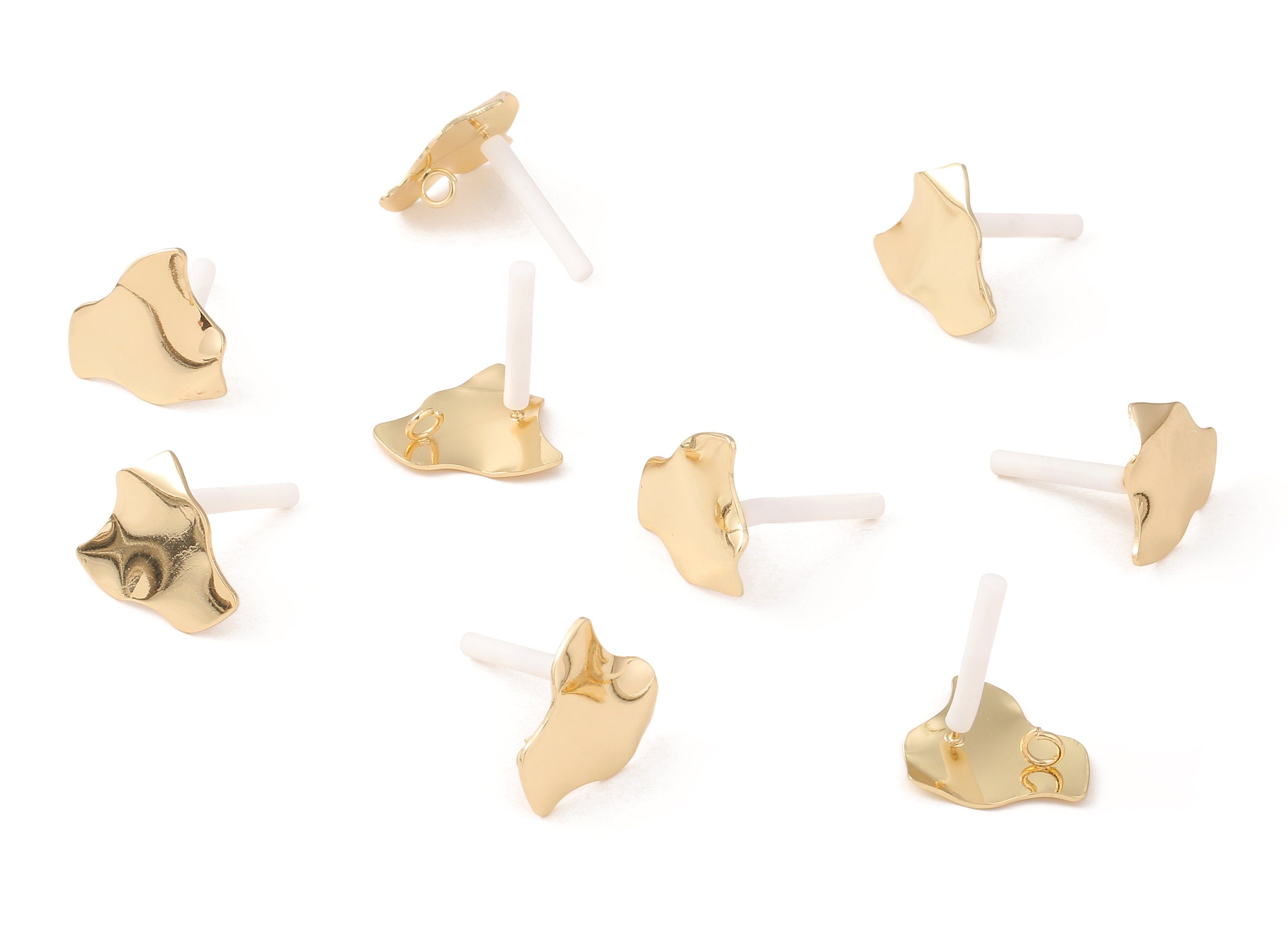 Brass Geometric Earing Post - Brass Geometric Earring Stud - 18K Real Gold Plated Brass - Jewelry Supplies - 17.88x15.98x0.69mm - RGP1208 - DOMEDBAZAAR