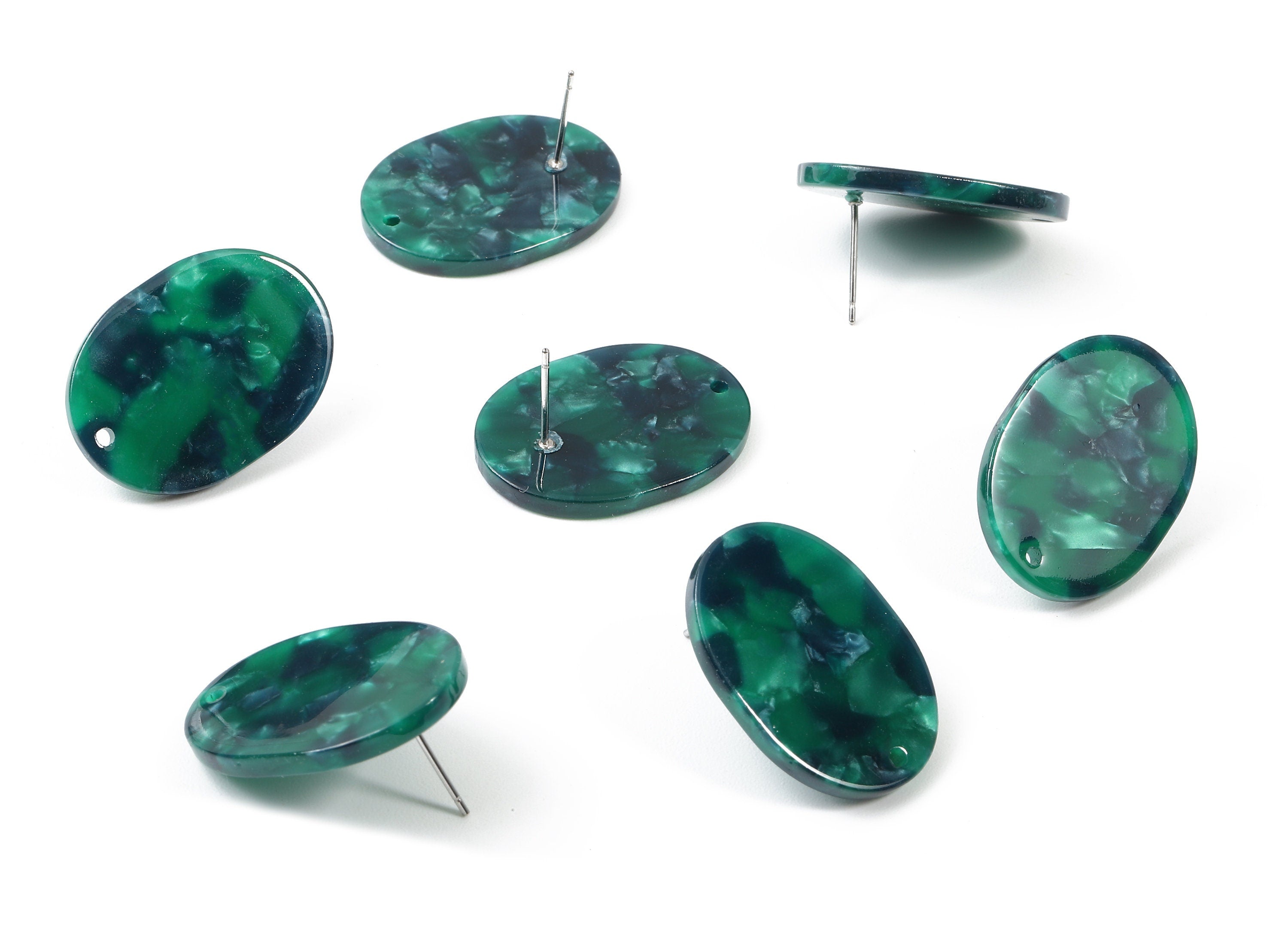 Acetate Oval Earring Stud - Oval Earring Post and Stud - Surgical Steel Earring Post - Color Code: A13 - 26.49x19.2x2.45mm - AC1002-A13 - DOMEDBAZAAR
