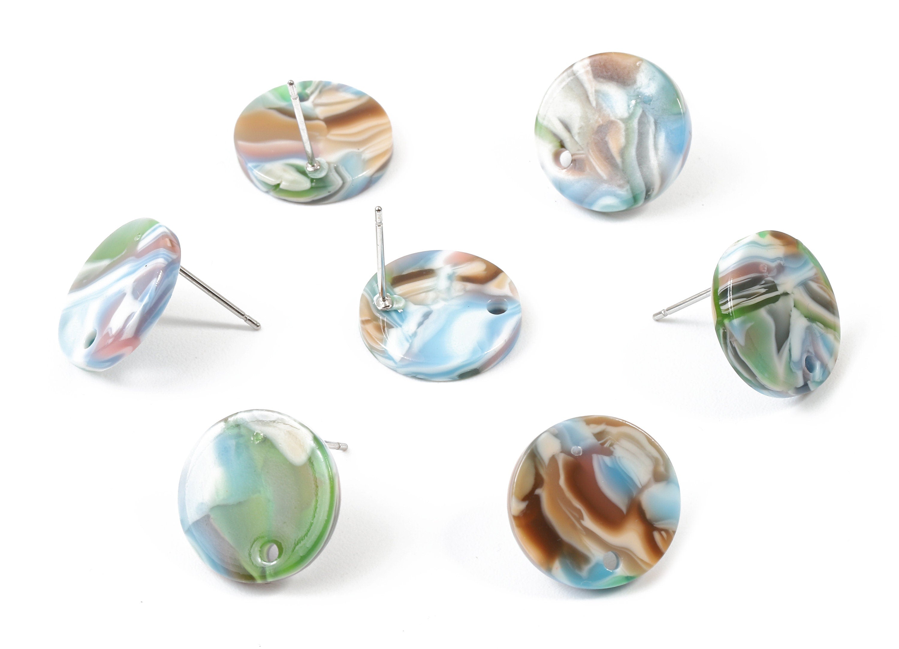 Acetate Round Earring Stud - Acetate Round Earring Post - Earring Stud Findings - Color Code: A240 - 14.6x14.6x2.28mm - AC1385-A240 - DOMEDBAZAAR