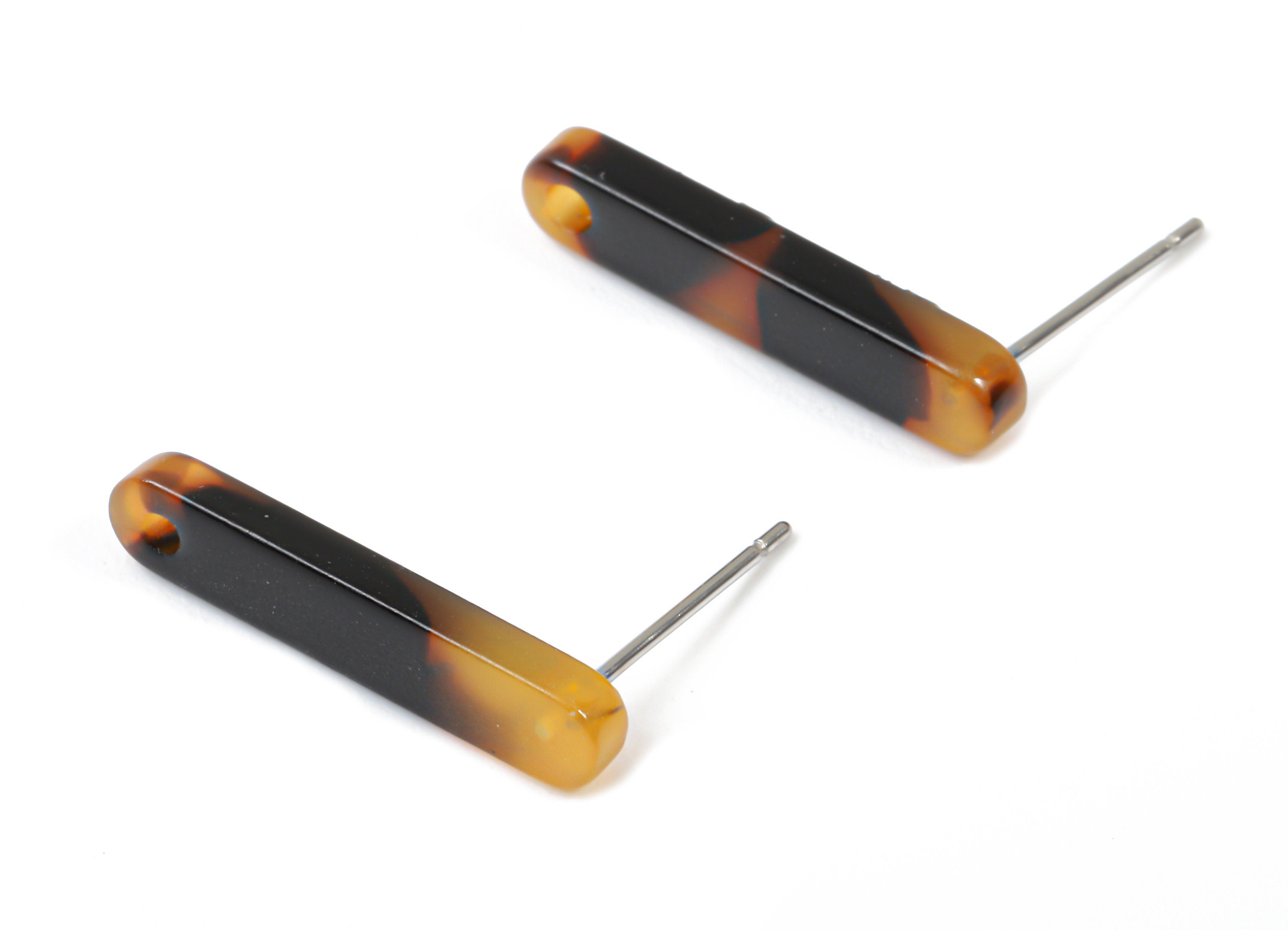 Acetate Stick Earring Post - Tortoise Shell Earring Stud - Stick Earring Stud and Post - Color Code:A01 - 20.6x4.27x2.6mm - AC1577-A01 - DOMEDBAZAAR