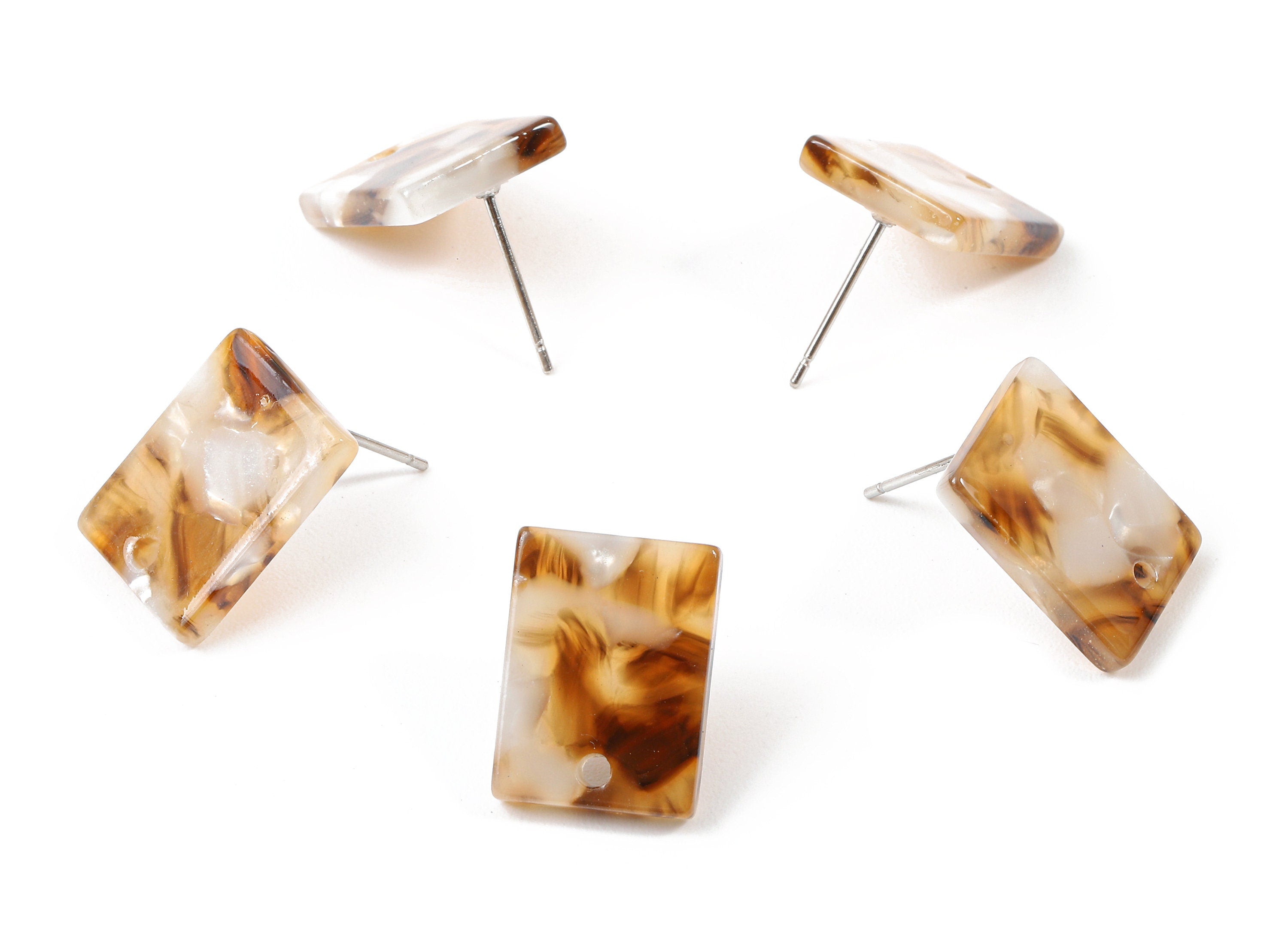 Acetate Rectangle Earring Stud - Rectangle Earring Post and Stud - Earring Post Findings - Color Code: A351 - 15.43x11.72x2.5mm- AC1663-A351 - DOMEDBAZAAR