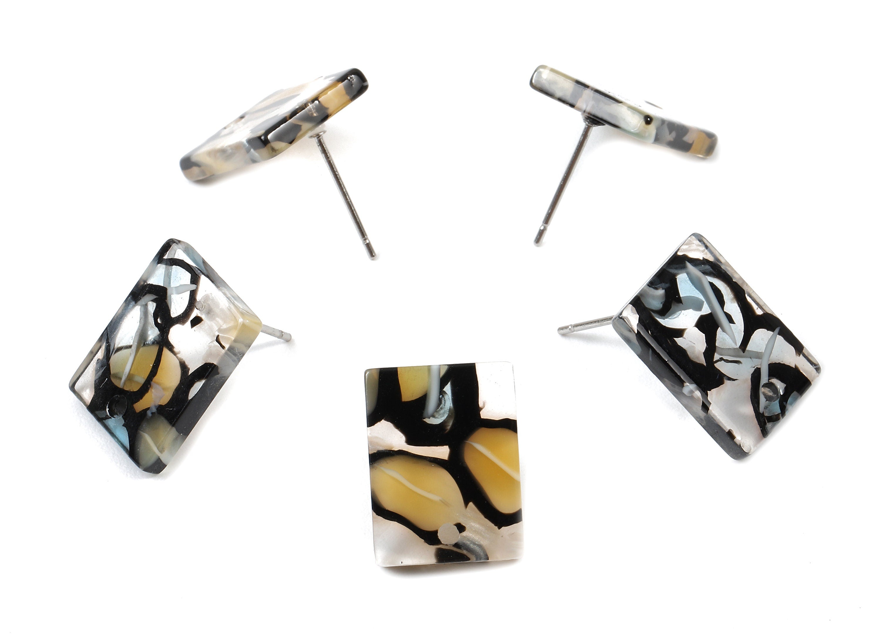 Acetate Rectangle Earring Stud - Rectangle Earring Post and Stud - Earring Post Findings - Color Code: A328 - 15.43x11.72x2.5mm- AC1663-A328 - DOMEDBAZAAR