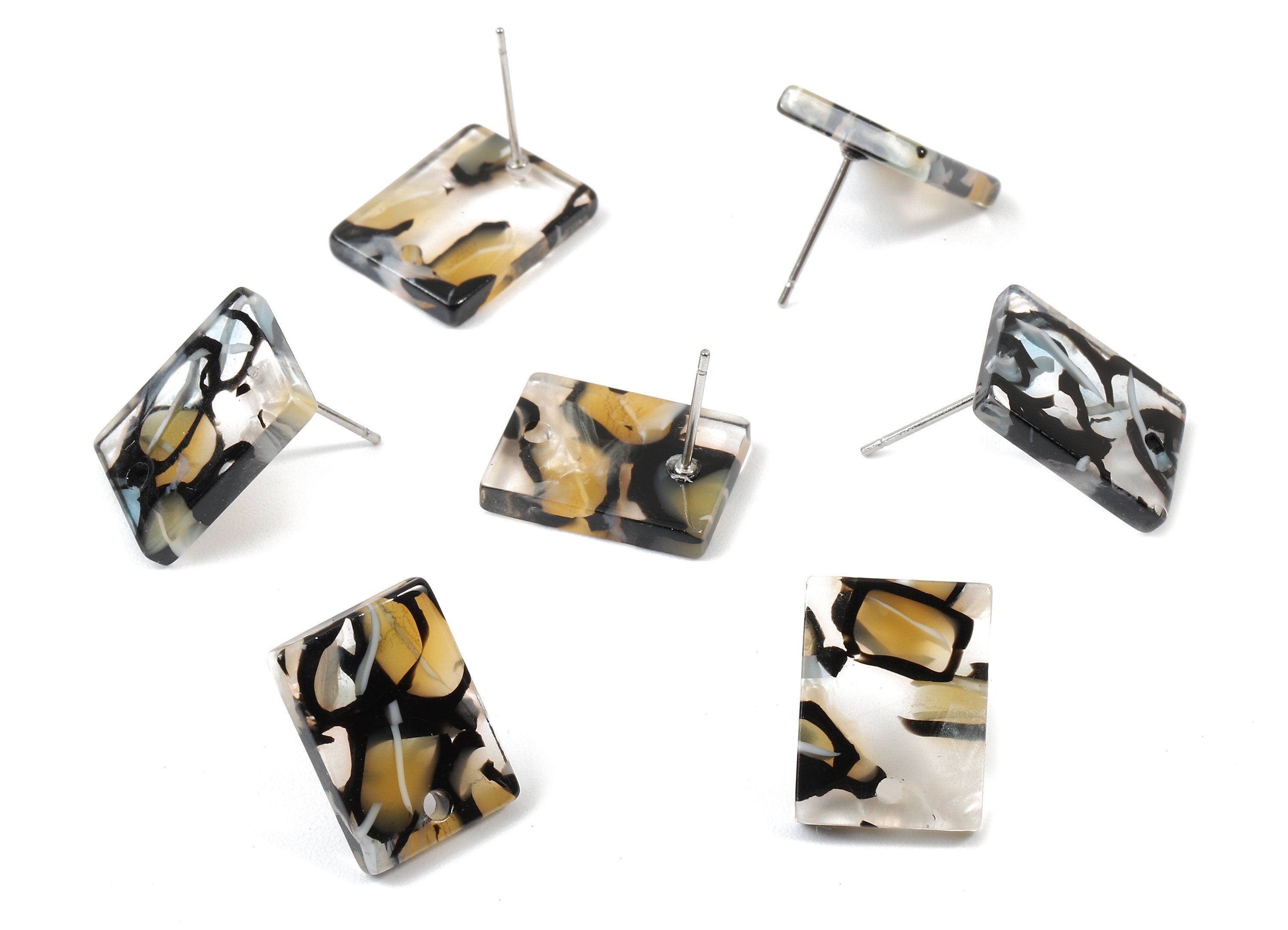 Acetate Rectangle Earring Stud - Rectangle Earring Post and Stud - Earring Post Findings - Color Code: A328 - 15.43x11.72x2.5mm- AC1663-A328 - DOMEDBAZAAR
