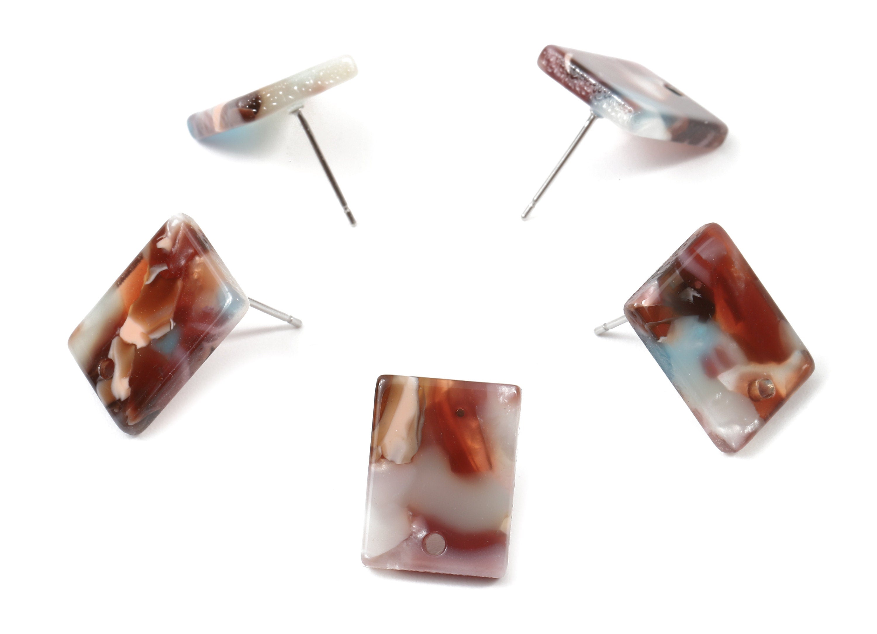 Acetate Rectangle Earring Stud - Rectangle Earring Post and Stud - Earring Post Findings - Color Code: A103 - 15.43x11.72x2.5mm- AC1663-A103 - DOMEDBAZAAR