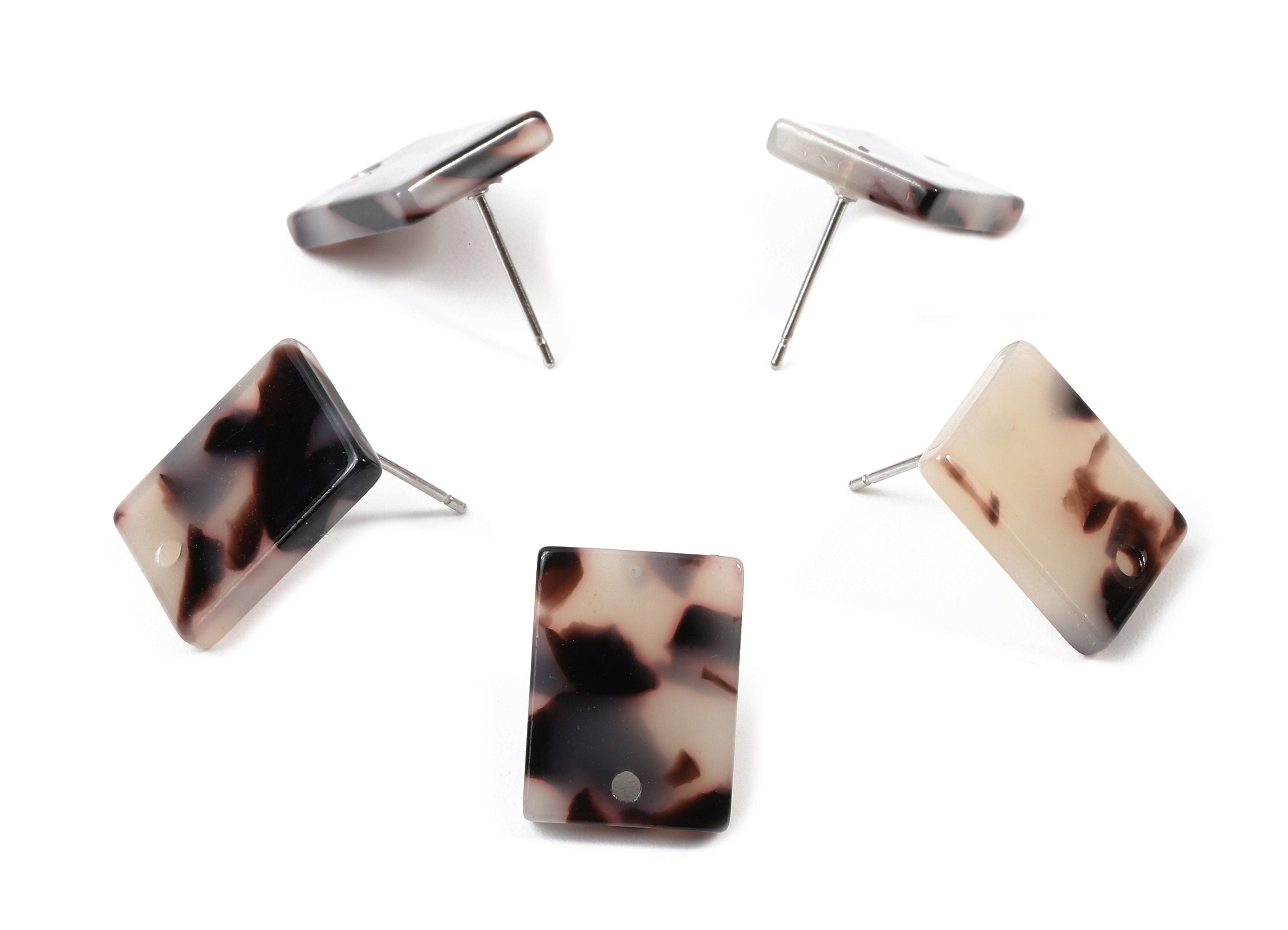 Acetate Rectangle Stud - Blonde Tortoise Shell Earring Post - Rectangle Earring Stud - Color Code: A06 - 15.43x11.72x2.5mm- AC1663-A06 - DOMEDBAZAAR