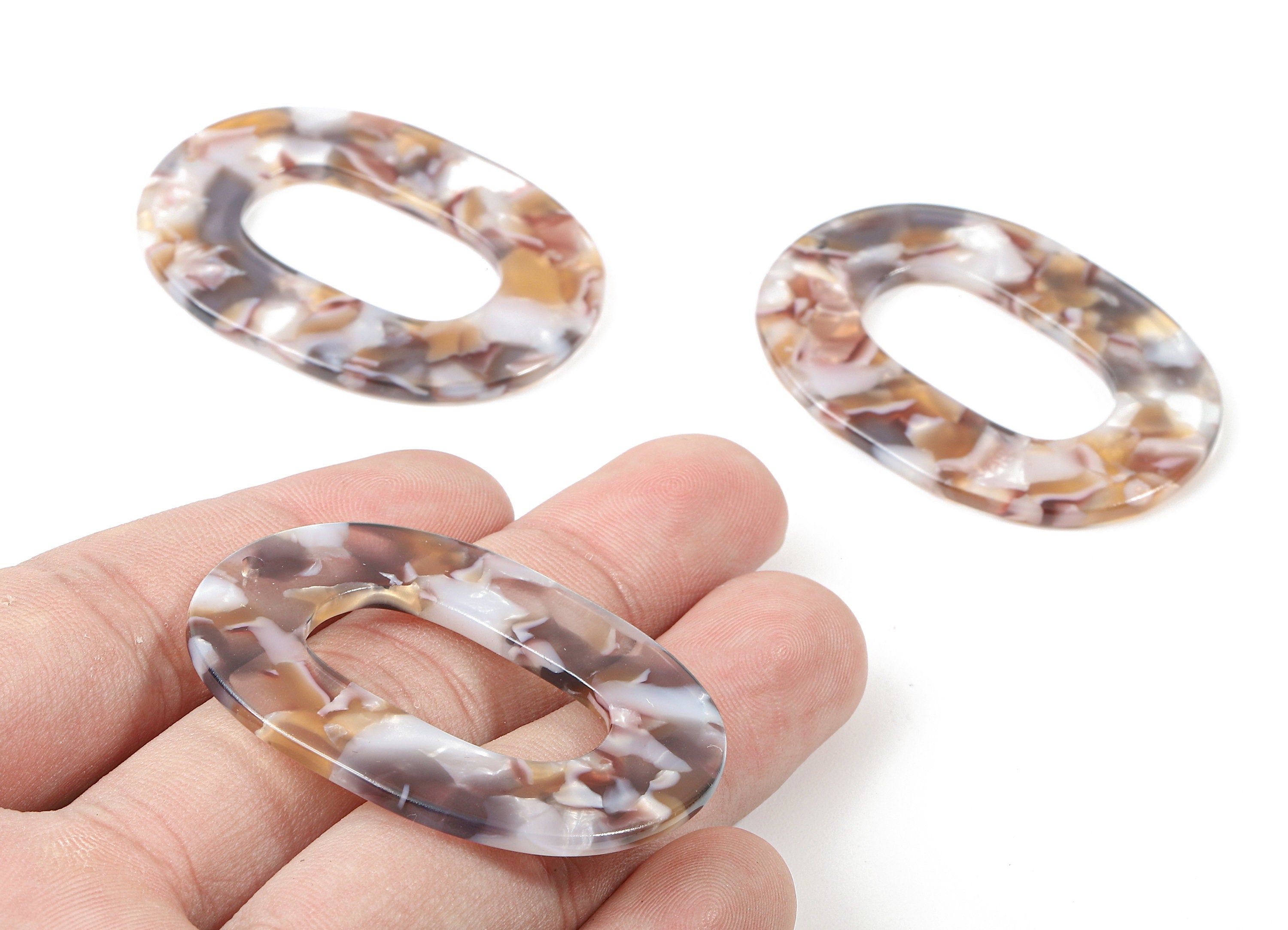 Acetate Oval Charms - Oval Earrings and Pendant - Earring Findings - Jewelry Supplies - Color Code: A372 - 47.3x34.6x2.58mm - AC1065-A372 - DOMEDBAZAAR