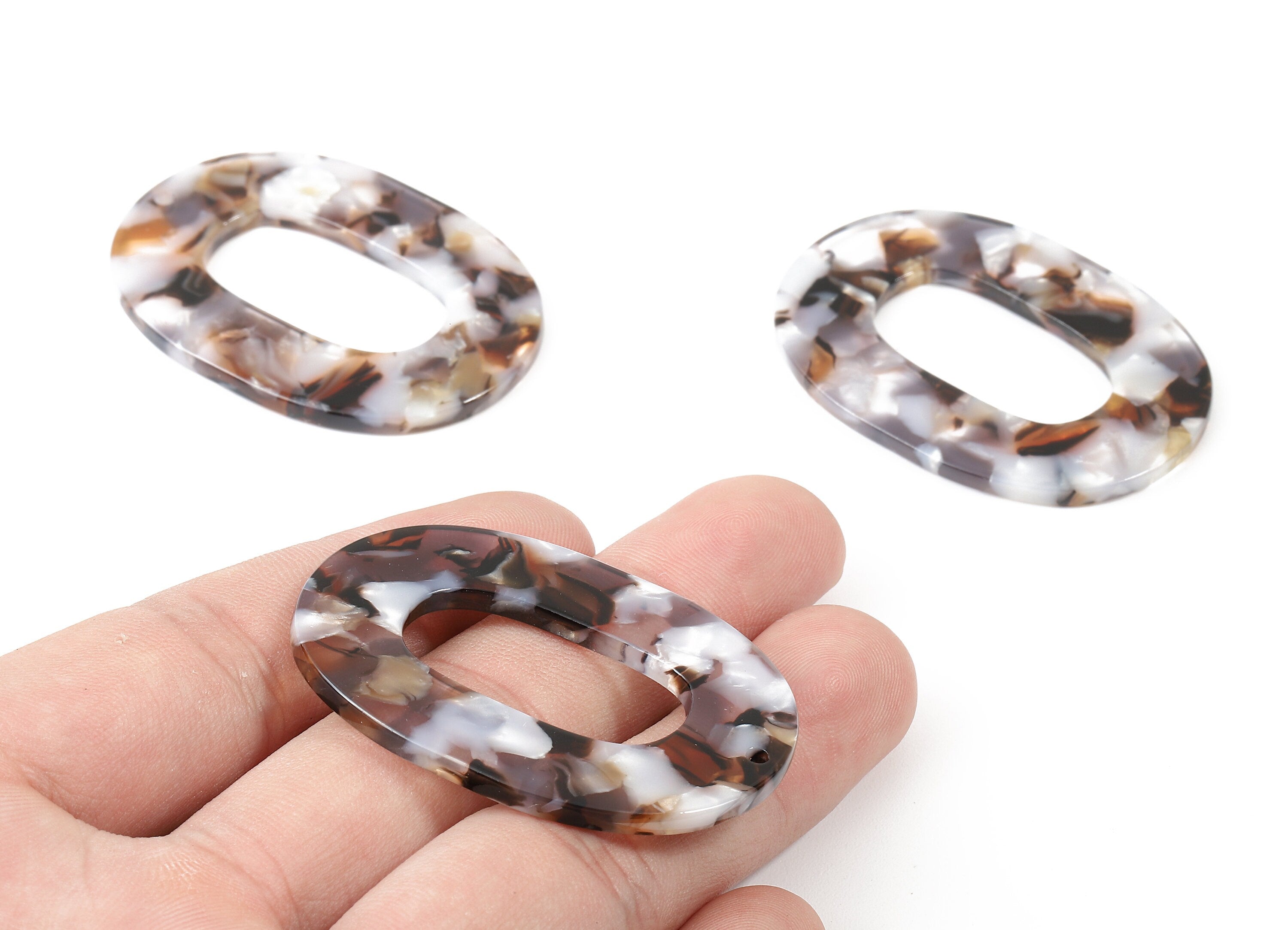 Acetate Oval Charms - Oval Earrings and Pendant - Earring Findings - Jewelry Supplies - Color Code: A412 - 46.67x34.35x2.62mm - AC1065-A412 - DOMEDBAZAAR