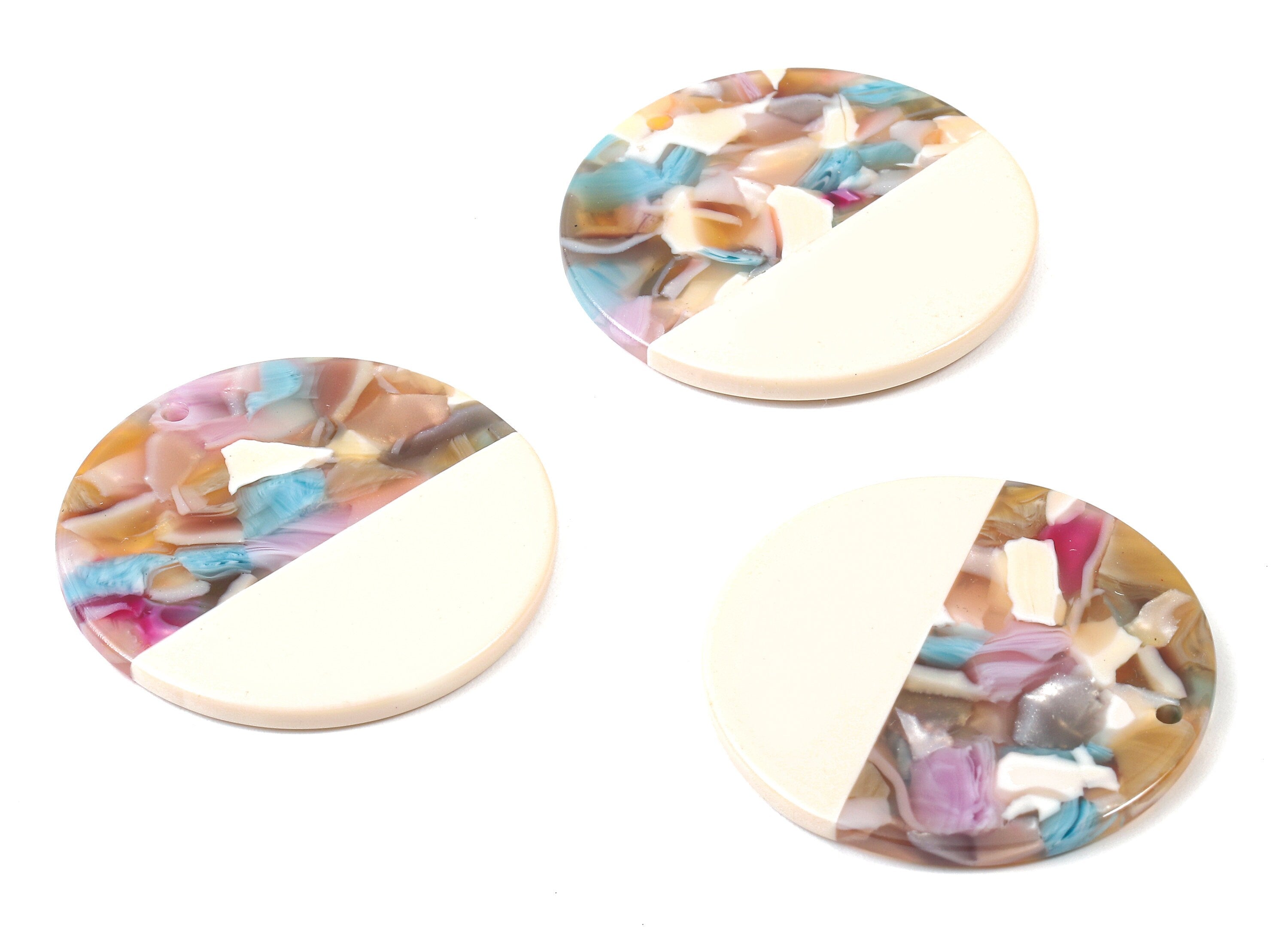 Acetate Round Charms - Coin Earrings and Pendant - Earring Findings - Jewelry Supply - Color Code: A413 - 35.1x35.1x2.5mm - AC1256-A413 - DOMEDBAZAAR