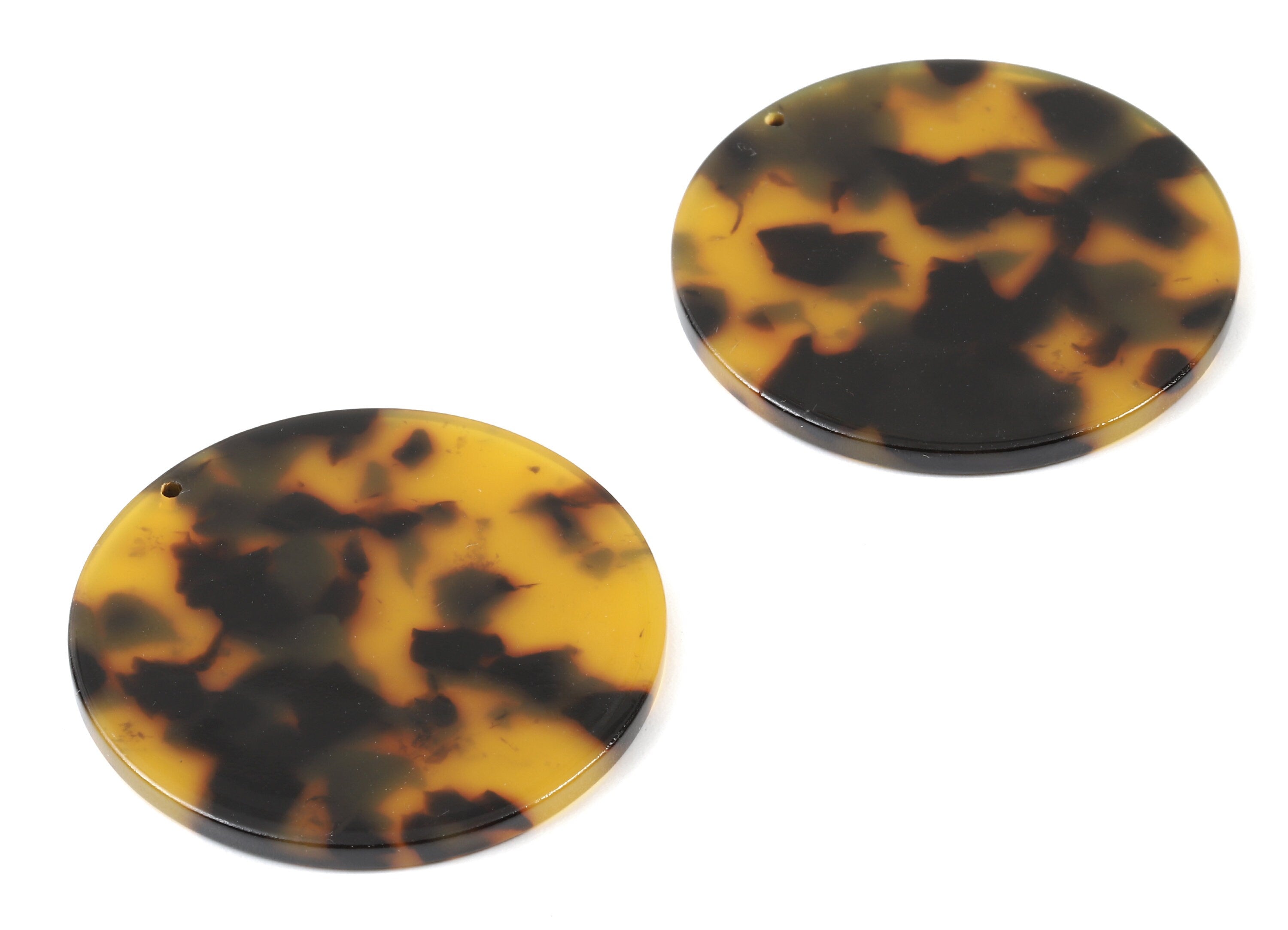 Acetate Round Charms - Tortoise Shell Earrings - Round Pendant - Jewelry Making Supplies - Color Code: A01- 37.4x37.4x2.54mm - AC1571-A01 - DOMEDBAZAAR