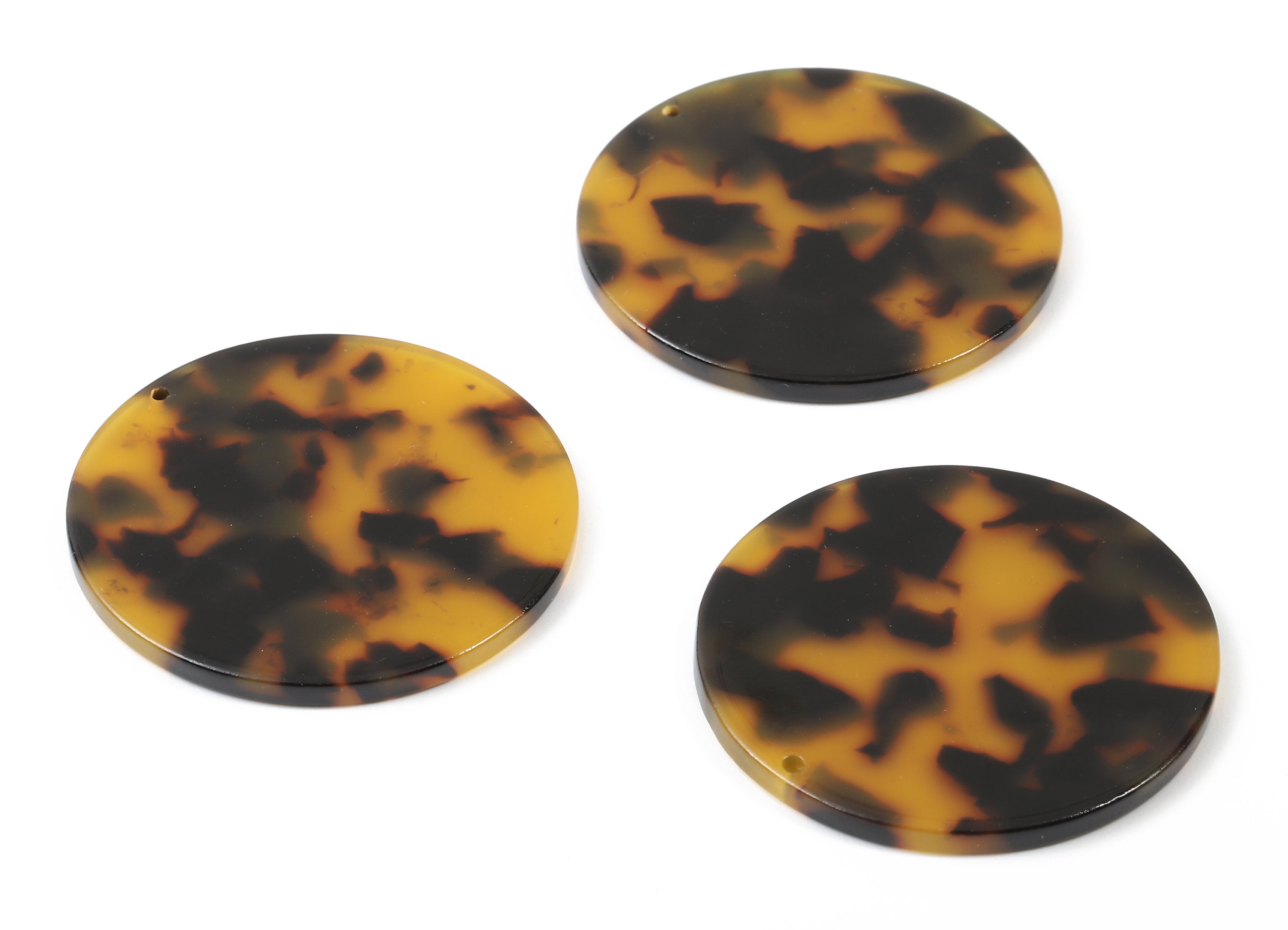 Acetate Round Charms - Tortoise Shell Earrings - Round Pendant - Jewelry Making Supplies - Color Code: A01- 37.4x37.4x2.54mm - AC1571-A01 - DOMEDBAZAAR