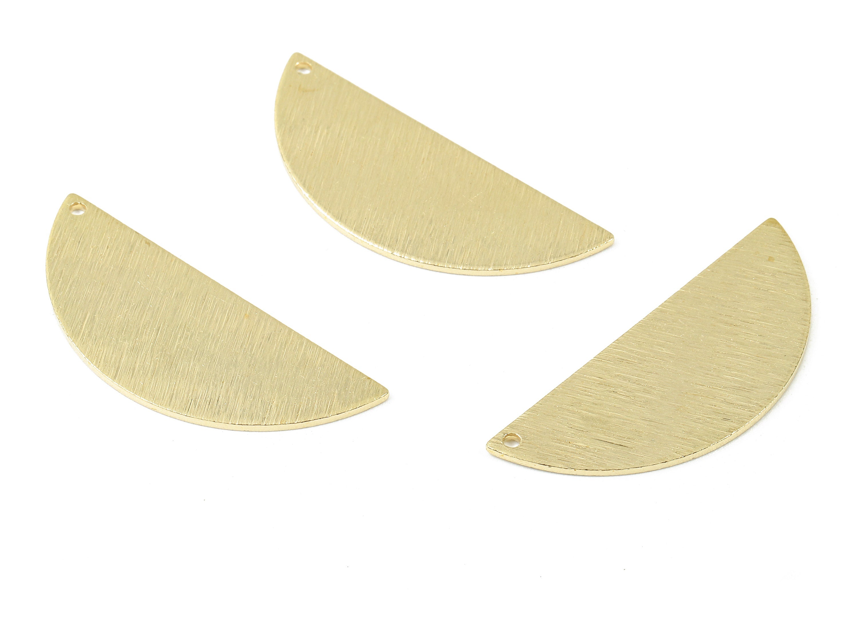 Brass Textured Half Moon Charms - Textured Semicircle Pendant - Earring Findings - Jewelry Supplies - 39.23x15.44x1mm - PP2954 - DOMEDBAZAAR