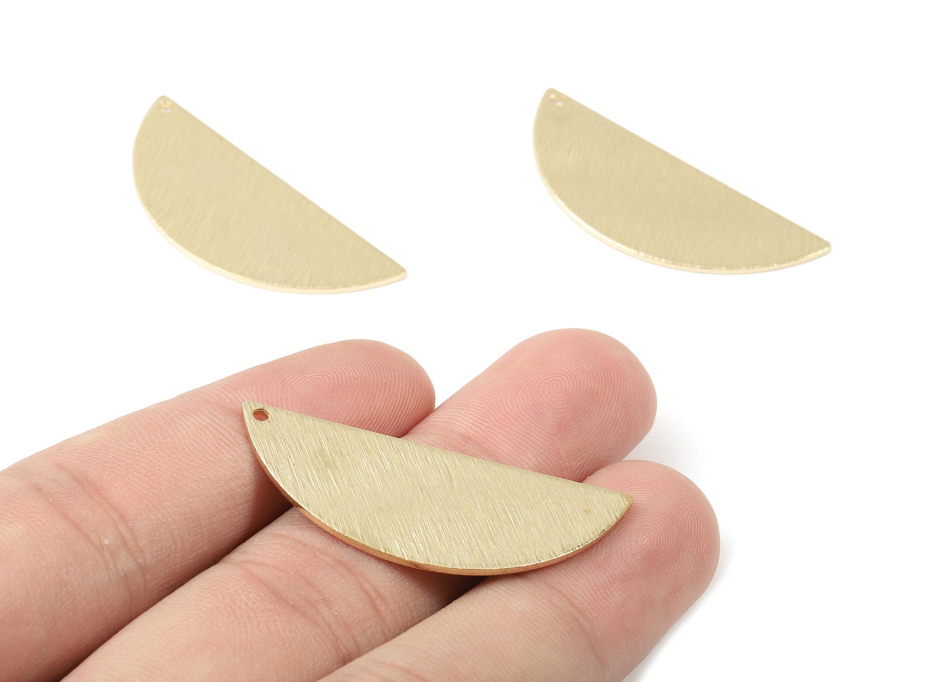Brass Textured Half Moon Charms - Textured Semicircle Pendant - Earring Findings - Jewelry Supplies - 39.23x15.44x1mm - PP2954 - DOMEDBAZAAR