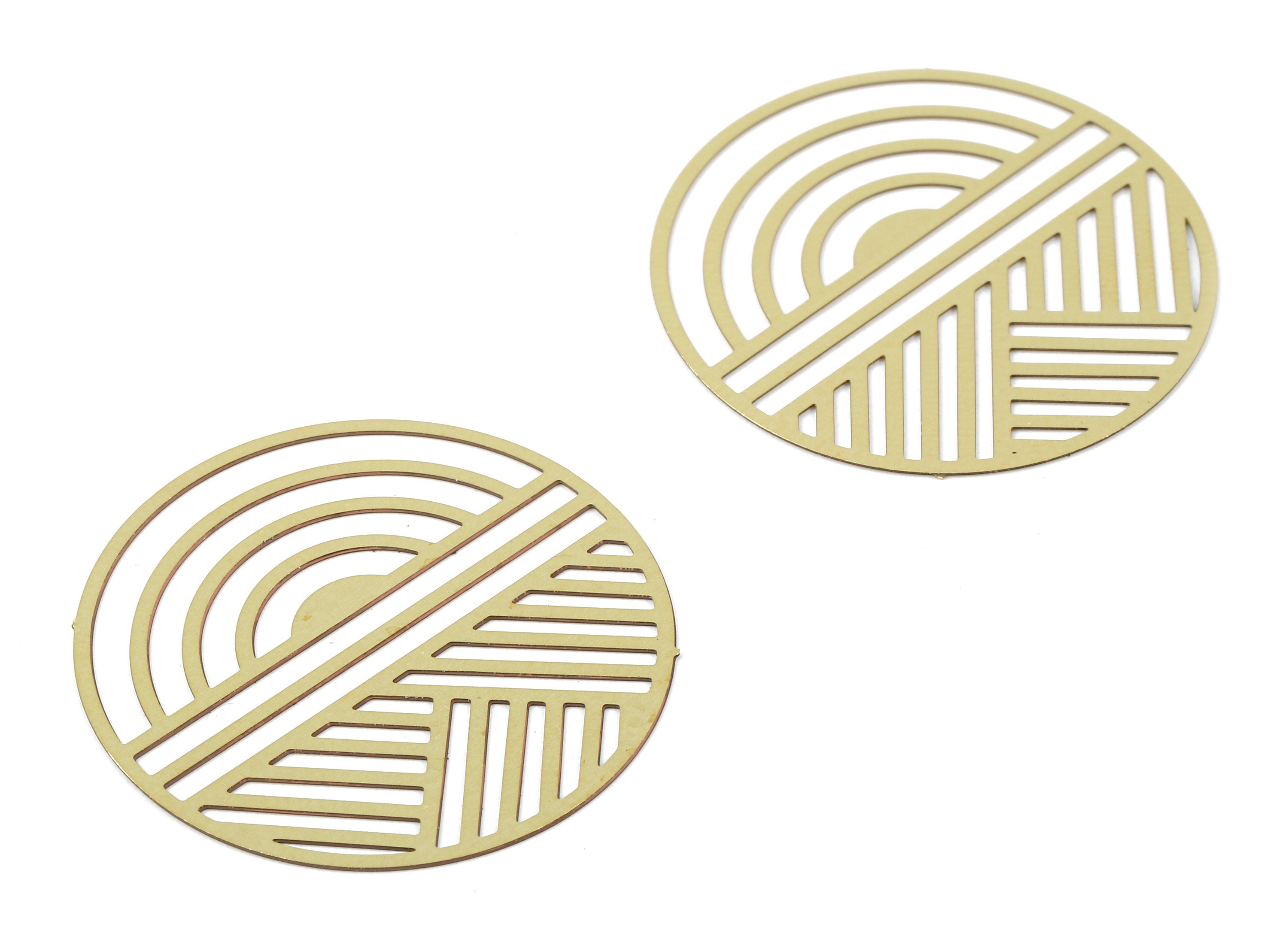 Brass Round Geometric Charms - Raw Brass Round Earrings and Pendant - Brass Necklace Charms - Jewelry Supplies - 29.78x29.78x0.3mm - JJB5772 - DOMEDBAZAAR