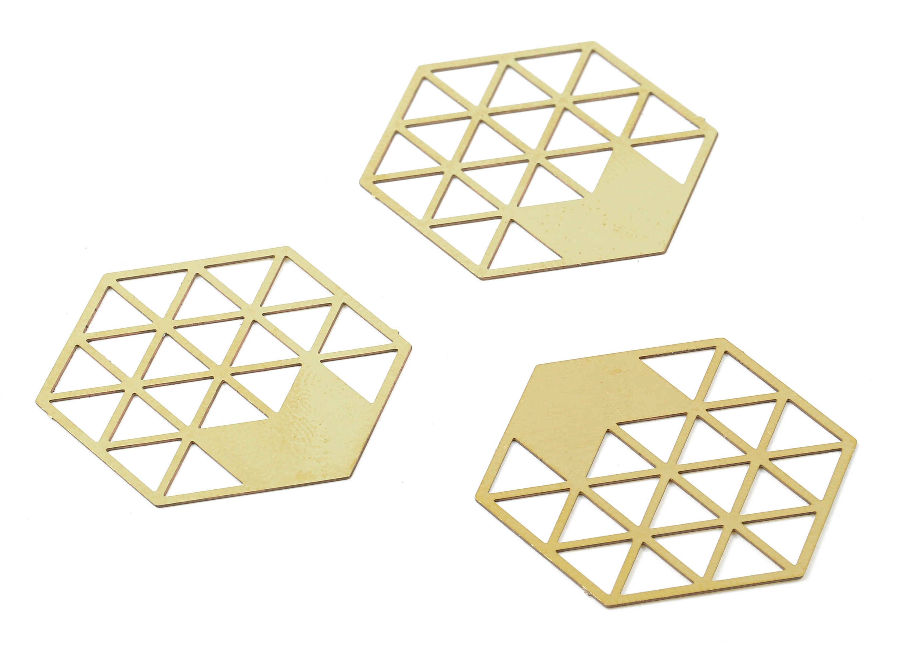 Brass Hexagon Geometric Charms - Raw Brass Hexagon Earring and Pendant - Brass Necklace Charms - Jewelry Supplies - 29.87x26x0.3mm - JJB5774 - DOMEDBAZAAR