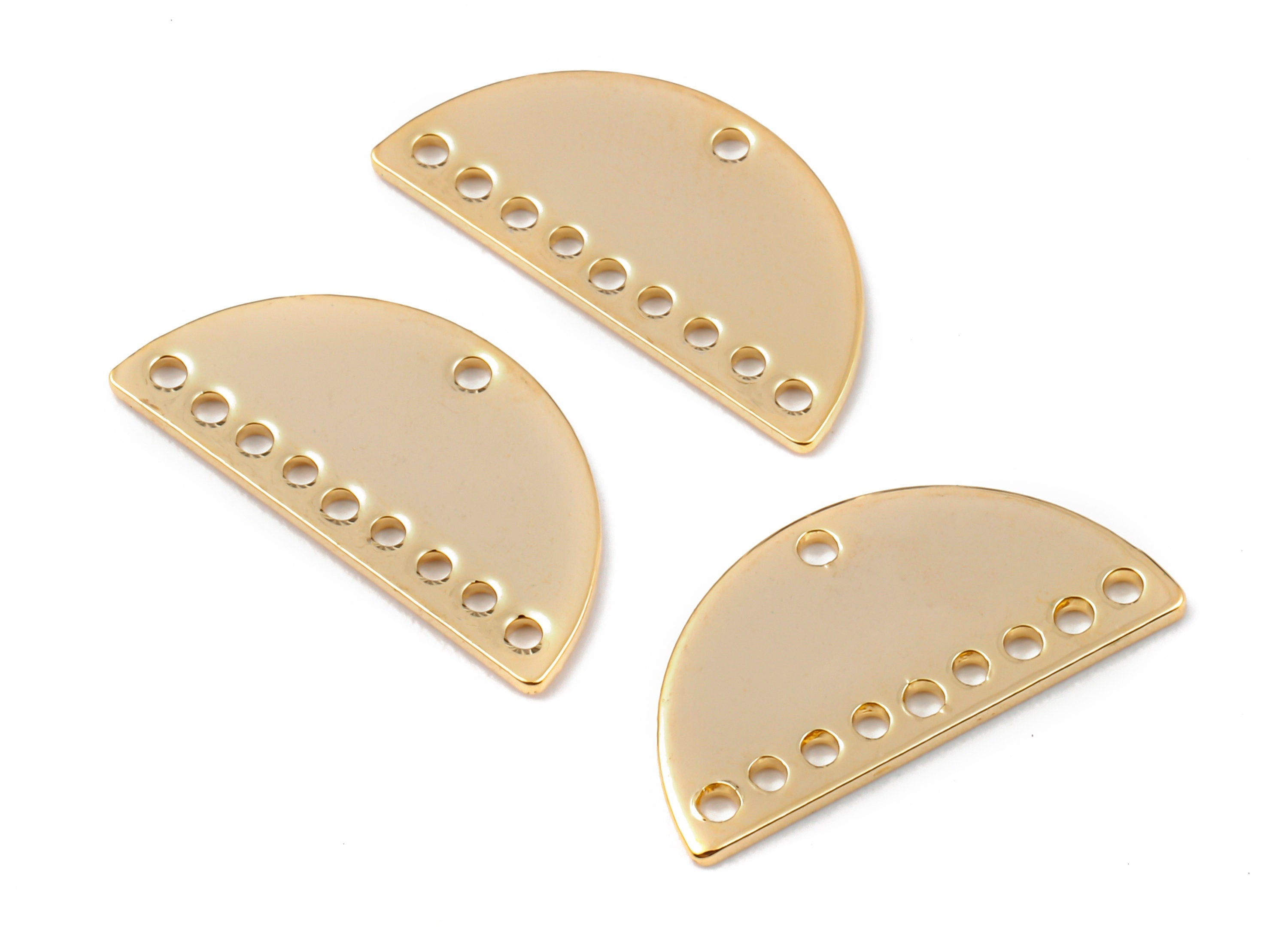 Brass Half Moon Connectors - Brass Semicircle Connectors - 18K Real Gold Plated Brass - Jewelry Supplies - 21.13x10.65x0.87mm - RGP1147 - DOMEDBAZAAR