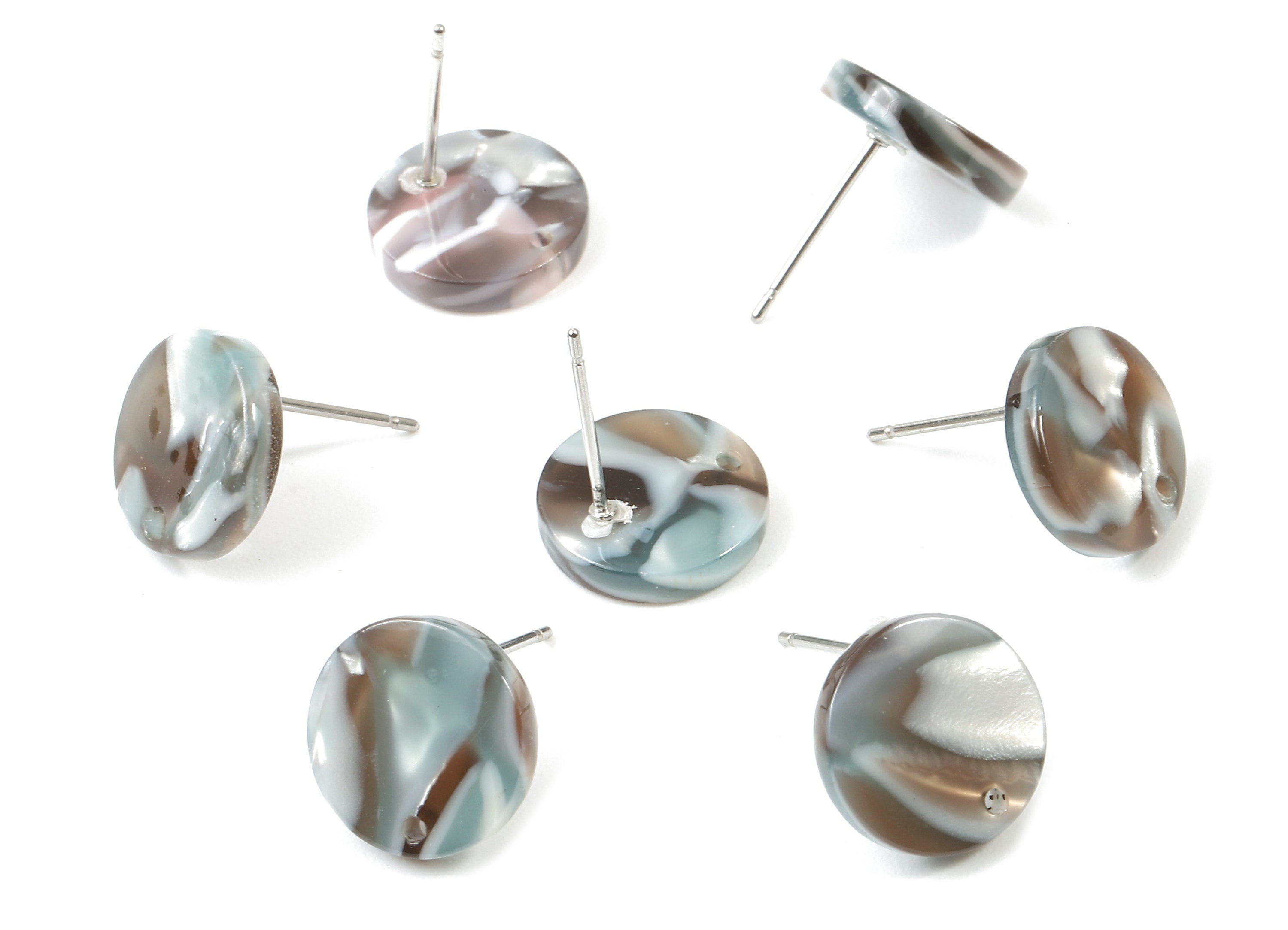 Acetate Round Earring Stud - Acetate Round Earring Post - Earring Post Findings - Color Code: A22 - 11.6x11.6x2.95mm - AC1139-A22 - DOMEDBAZAAR