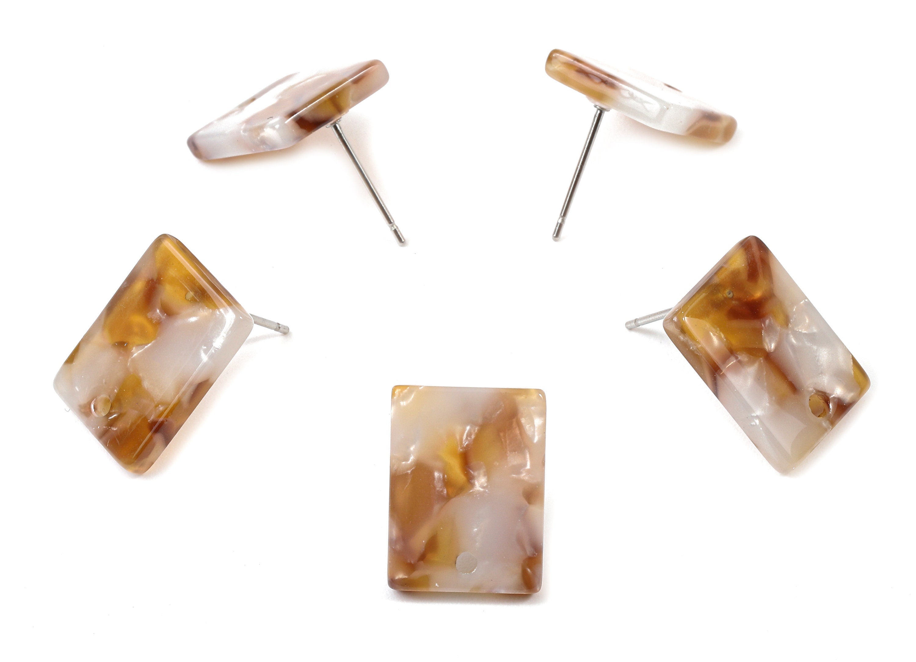 Acetate Rectangle Earring Stud - Rectangle Earring Post and Stud - Earring Findings - Color Code: A376 - 15.43x11.72x2.5mm- AC1663-A376 - DOMEDBAZAAR
