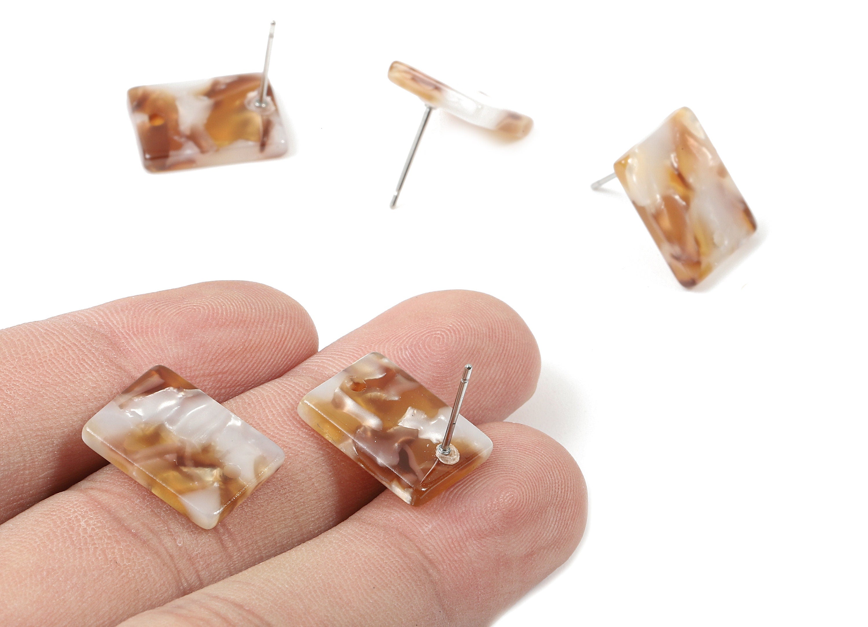 Acetate Rectangle Earring Stud - Rectangle Earring Post and Stud - Earring Findings - Color Code: A376 - 15.43x11.72x2.5mm- AC1663-A376 - DOMEDBAZAAR