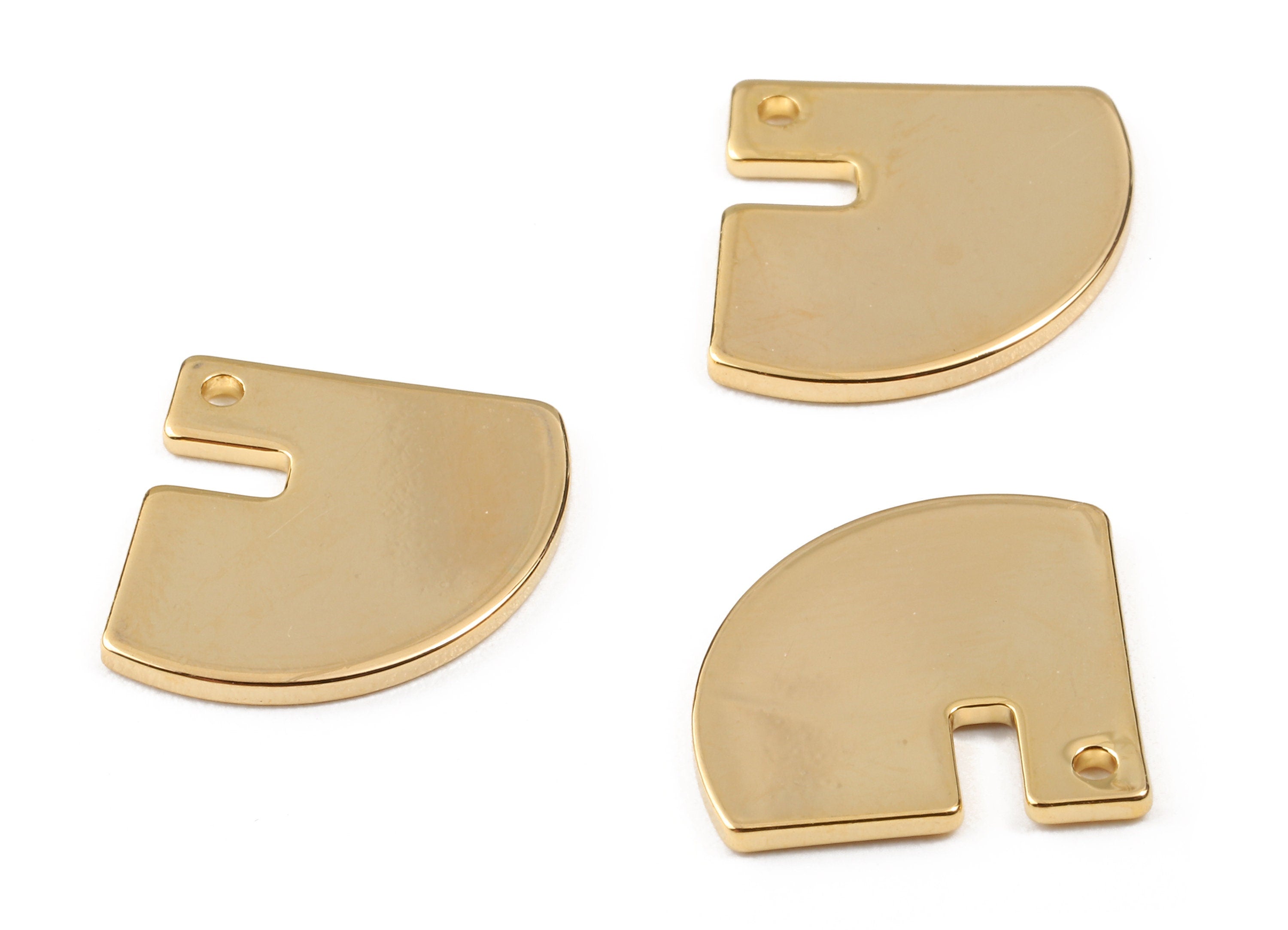 Brass Quarter Earring Charms - Brass Quarter Earring Pendant - 18K Real Gold Plated Brass - Jewelry Supplies - 18.62x15.79x1.11mm - RGP2259 - DOMEDBAZAAR