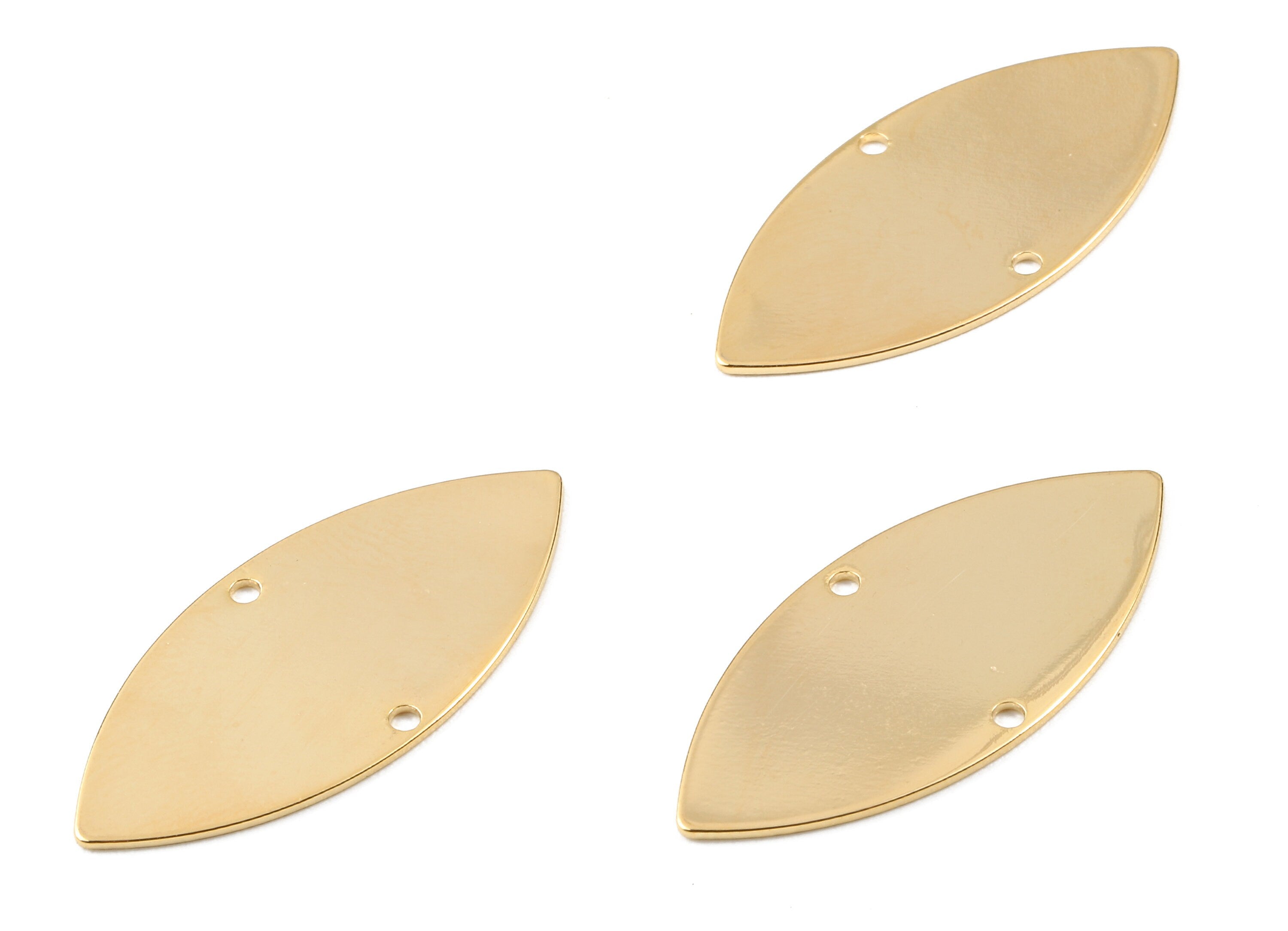 Brass Marquise Connectors - Brass Marquise Charms and Pendant - 18K Real Gold Plated Brass - Necklace Pendant - 32.05x14.9x0.59mm - RGP2256 - DOMEDBAZAAR