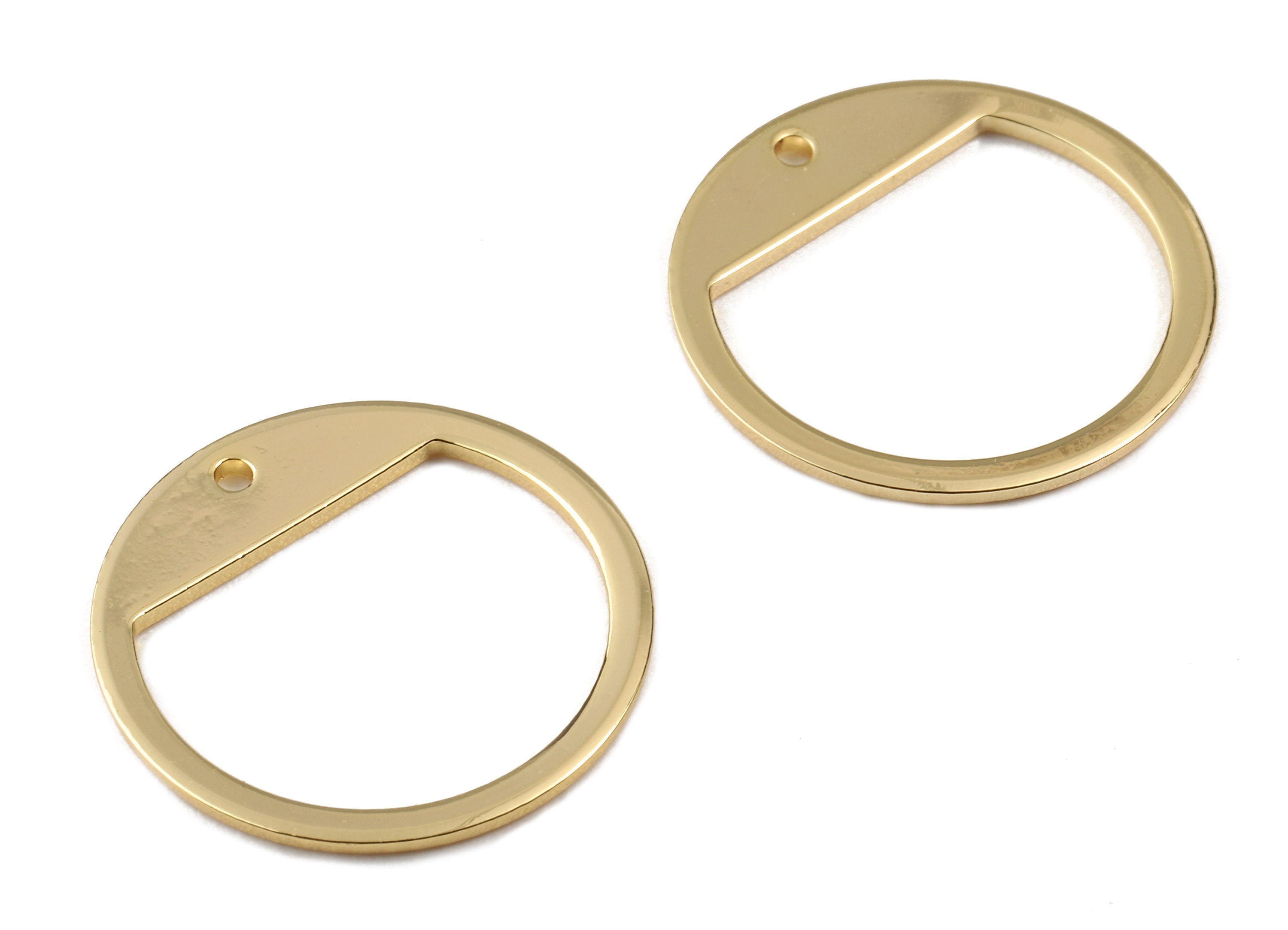 Brass Round Earring Charms - Brass Round Earring Pendant - 18K Real Gold Plated Brass - Jewelry Supplies - 21.18x21.18x1mm - RGP2263 - DOMEDBAZAAR
