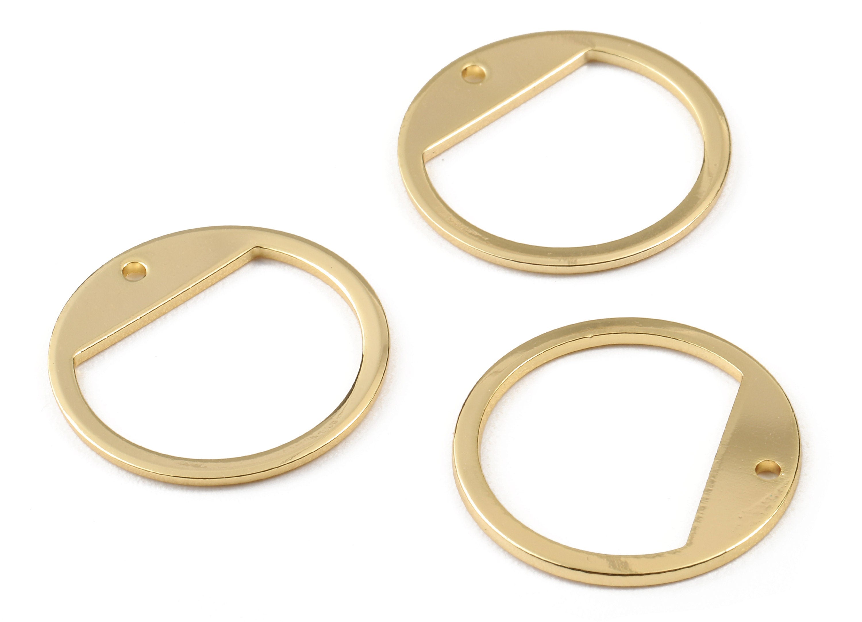 Brass Round Earring Charms - Brass Round Earring Pendant - 18K Real Gold Plated Brass - Jewelry Supplies - 21.18x21.18x1mm - RGP2263 - DOMEDBAZAAR