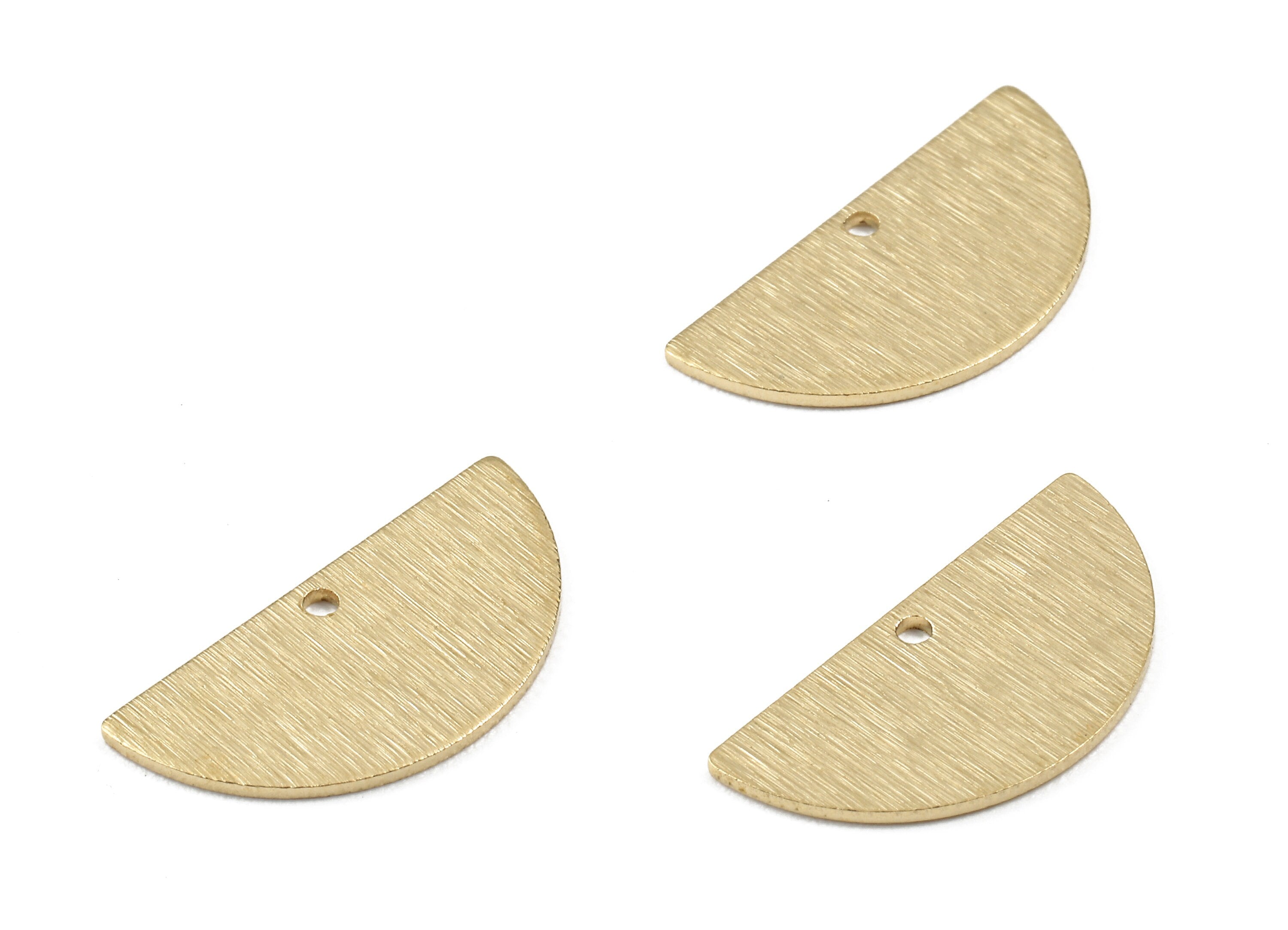 Brass Textured Half Moon Charms - Textured Semicircle Pendant - Earring Findings - Jewelry Supplies - 21.09x10.55x0.82mm - PP2960 - DOMEDBAZAAR