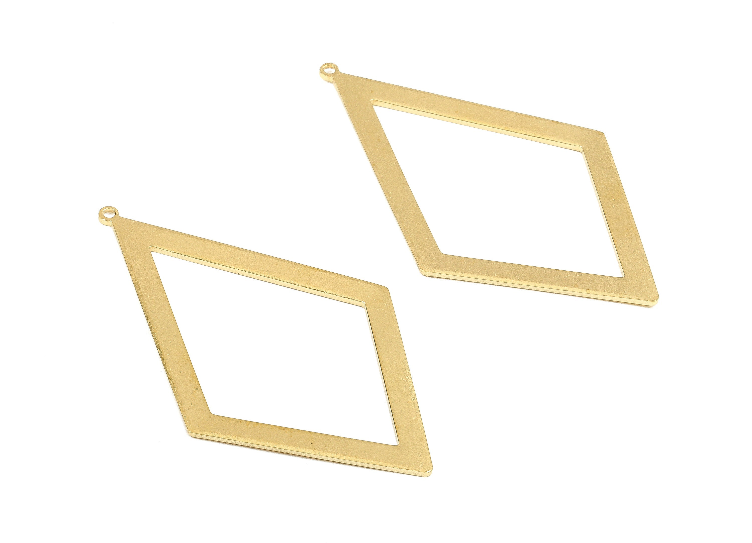 Brass Diamond Charms - Raw Brass Diamond Earrings and Pendant - Earring Findings - Jewelry Supplies - 54,91x32x1mm - PP2376 - DOMEDBAZAAR
