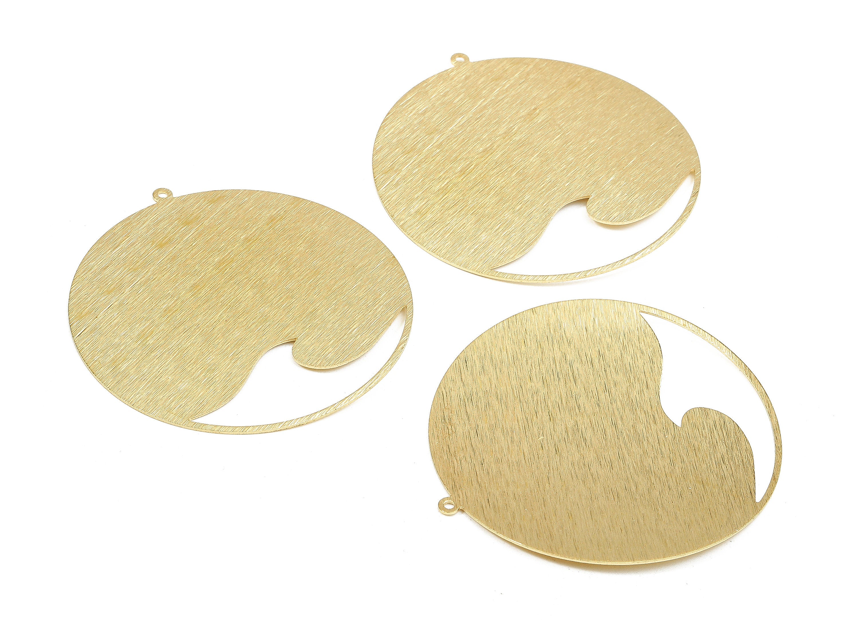 Brass Round Wave Charms - Round Textured Raw Brass Earrings & Pendant - Earring Findings - Jewelry Supplies - 53.35x50.8x0.61mm - PP2513 - DOMEDBAZAAR