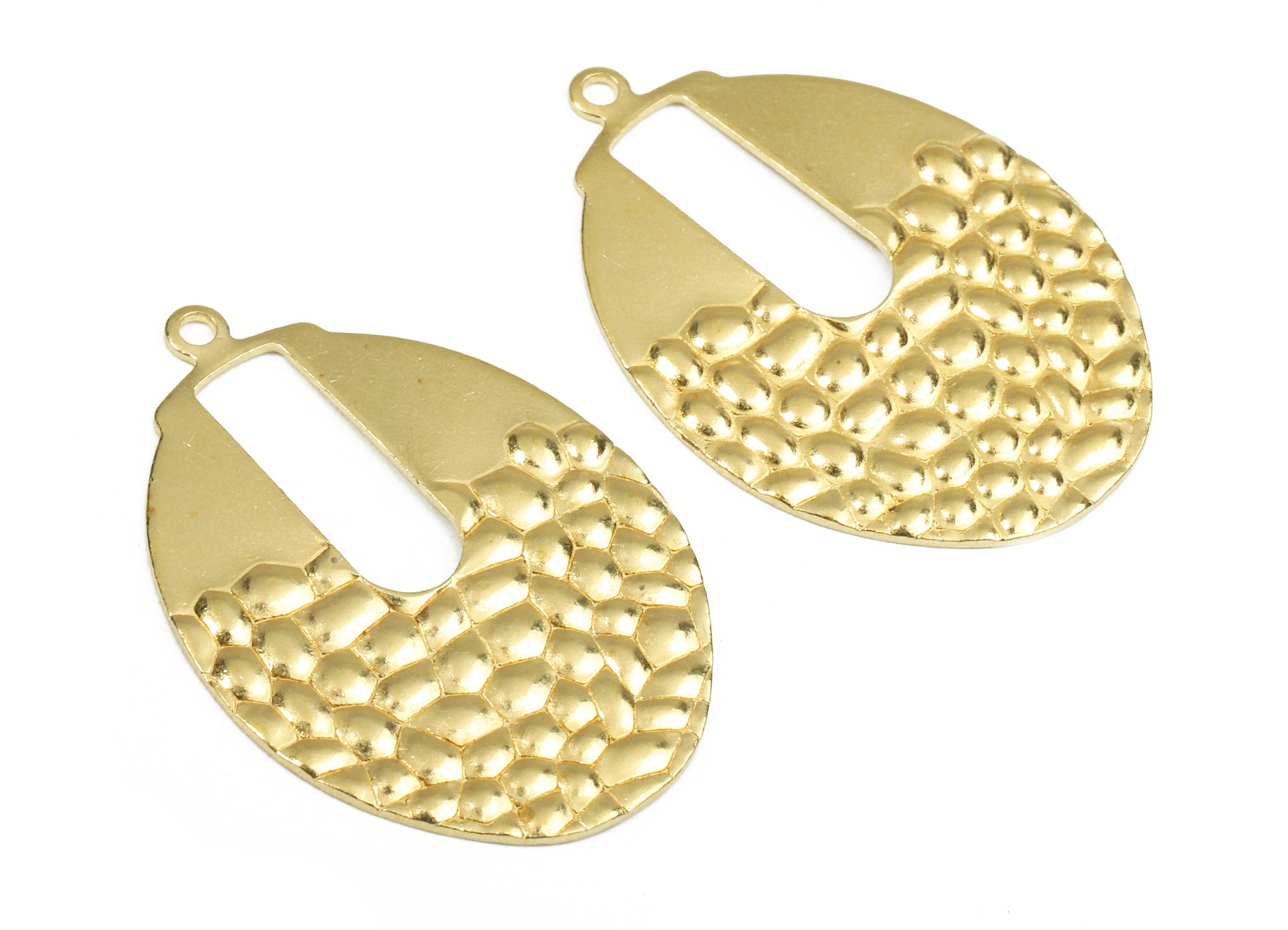 Brass Wavy Oval Charms - Raw Brass Wavy Oval Earrings and Pendant - Earring Findings - Jewelry Supplies - 29.99x21.1x0.86mm - PP2531 - DOMEDBAZAAR