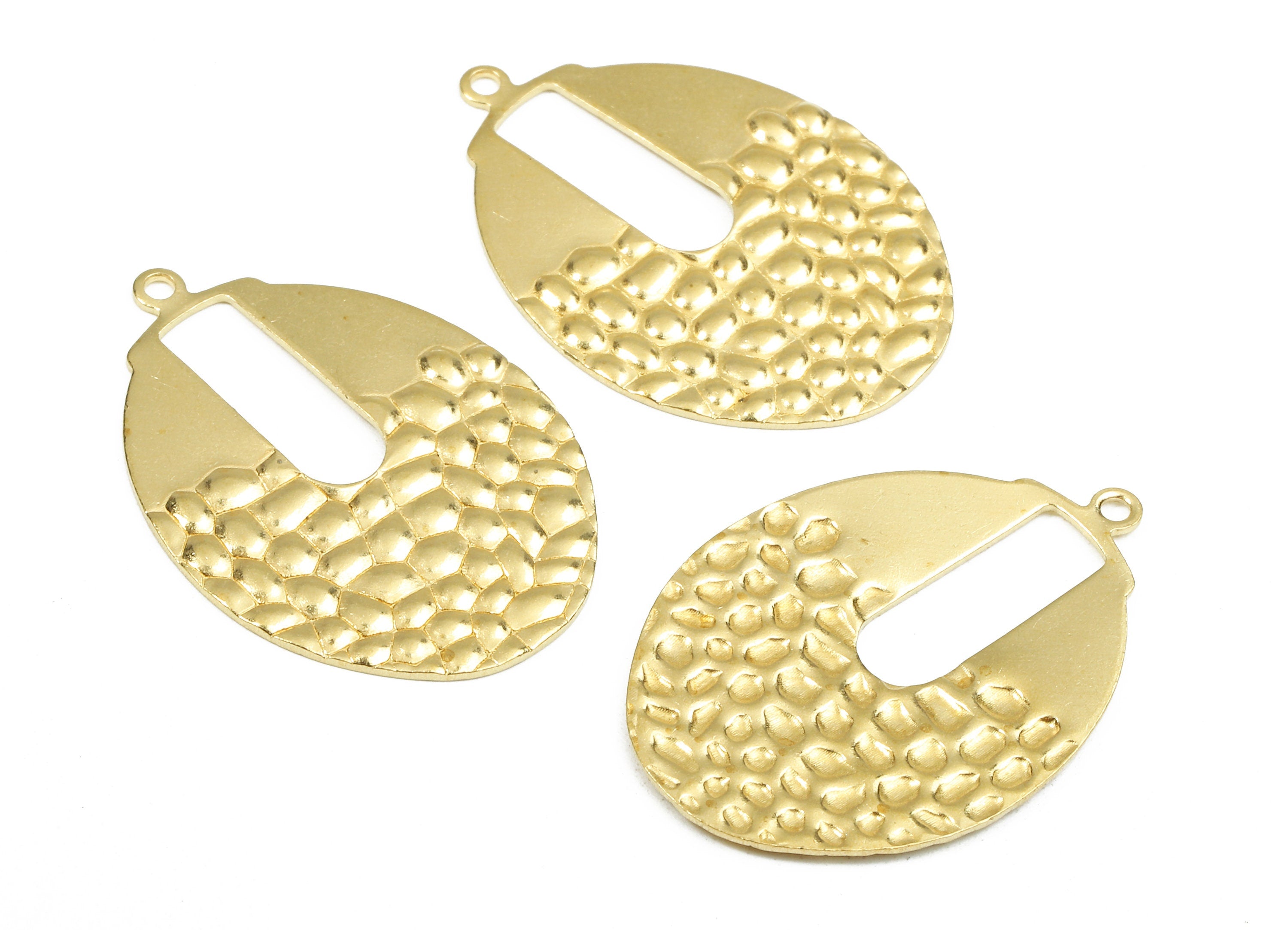 Brass Wavy Oval Charms - Raw Brass Wavy Oval Earrings and Pendant - Earring Findings - Jewelry Supplies - 29.99x21.1x0.86mm - PP2531 - DOMEDBAZAAR