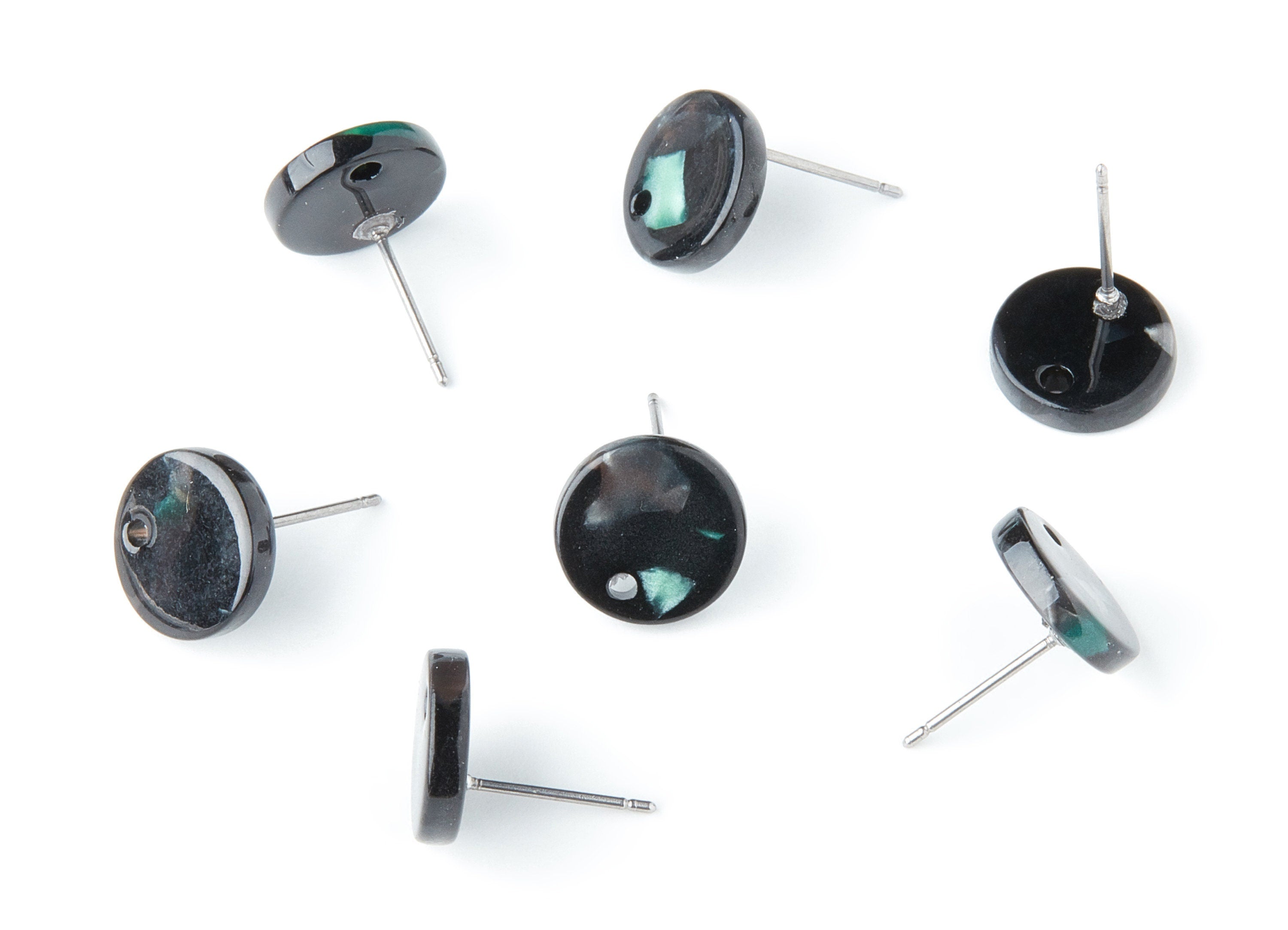 Acetate Round Earring Stud - Round Earring Post and Stud - Earring Findings - Color Code: A49 - 11.6x11.6x2.95mm - AC1139R - DOMEDBAZAAR