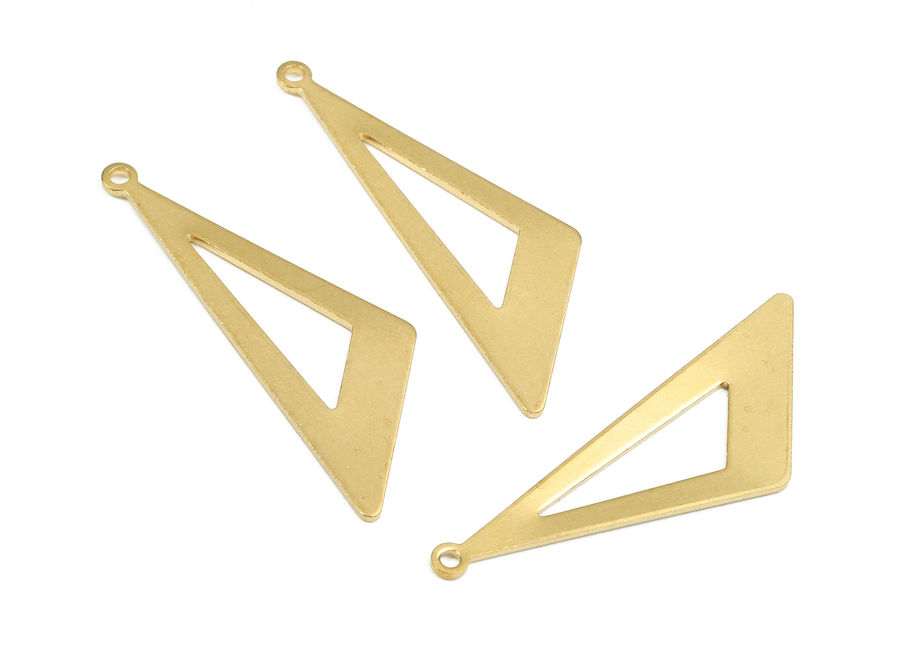 Brass Triangle Charms - Raw Brass Triangle Earrings and Pendant - Brass Triangle Necklace - Jewelry Supplies - 37.22x12.54x1mm - PP2545 - DOMEDBAZAAR