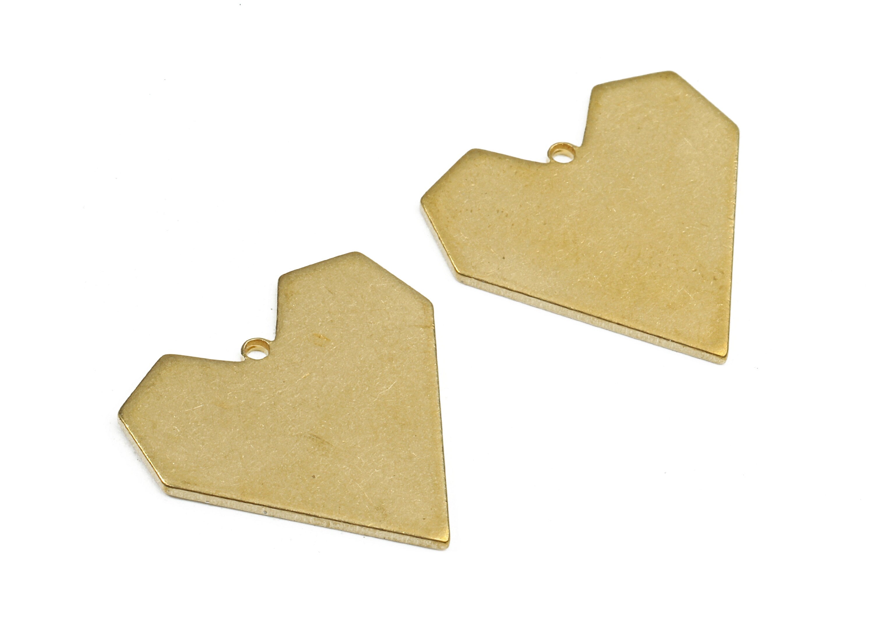 Personalized stamping blank - Brass Heart Charms - Raw Brass Heart Earrings and Pendant - Brass Heart Necklace -  19.45x19.74x1mm - PP2594 - DOMEDBAZAAR