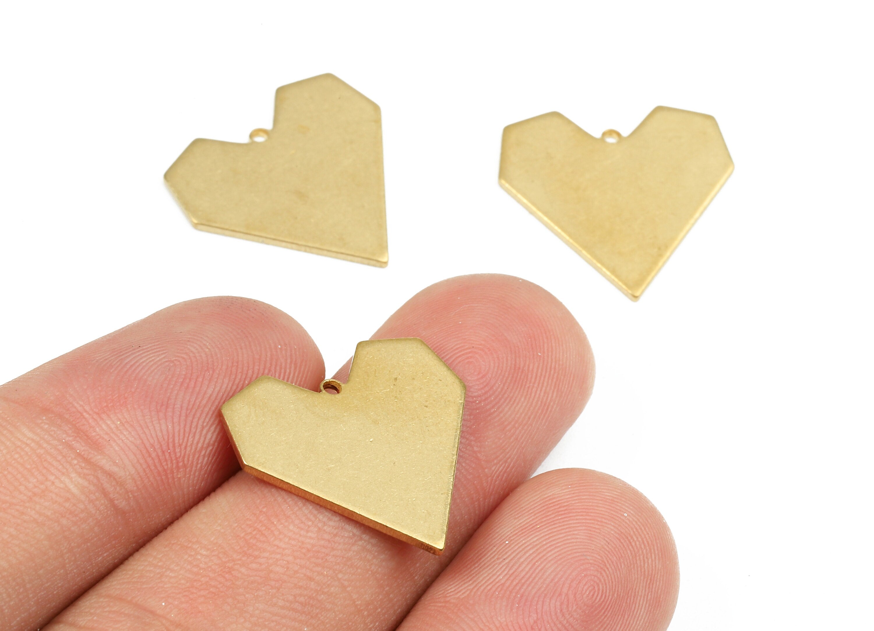 Personalized stamping blank - Brass Heart Charms - Raw Brass Heart Earrings and Pendant - Brass Heart Necklace -  19.45x19.74x1mm - PP2594 - DOMEDBAZAAR
