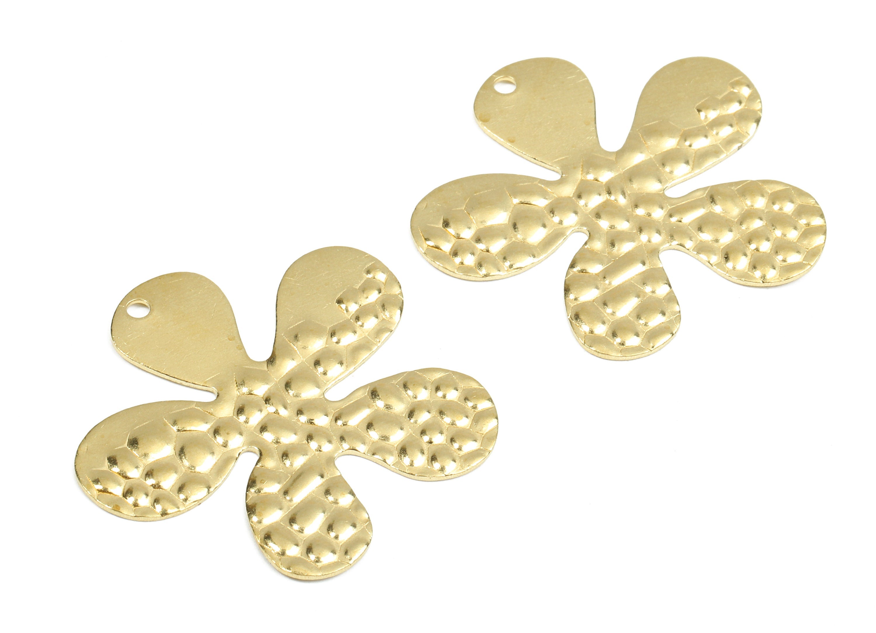 Brass Flower Charms - Raw Brass Flower Earrings and Pendant - Brass Flower Necklace - Jewelry Supplies - 31.27x30.65x0.87mm - PP2530 - DOMEDBAZAAR