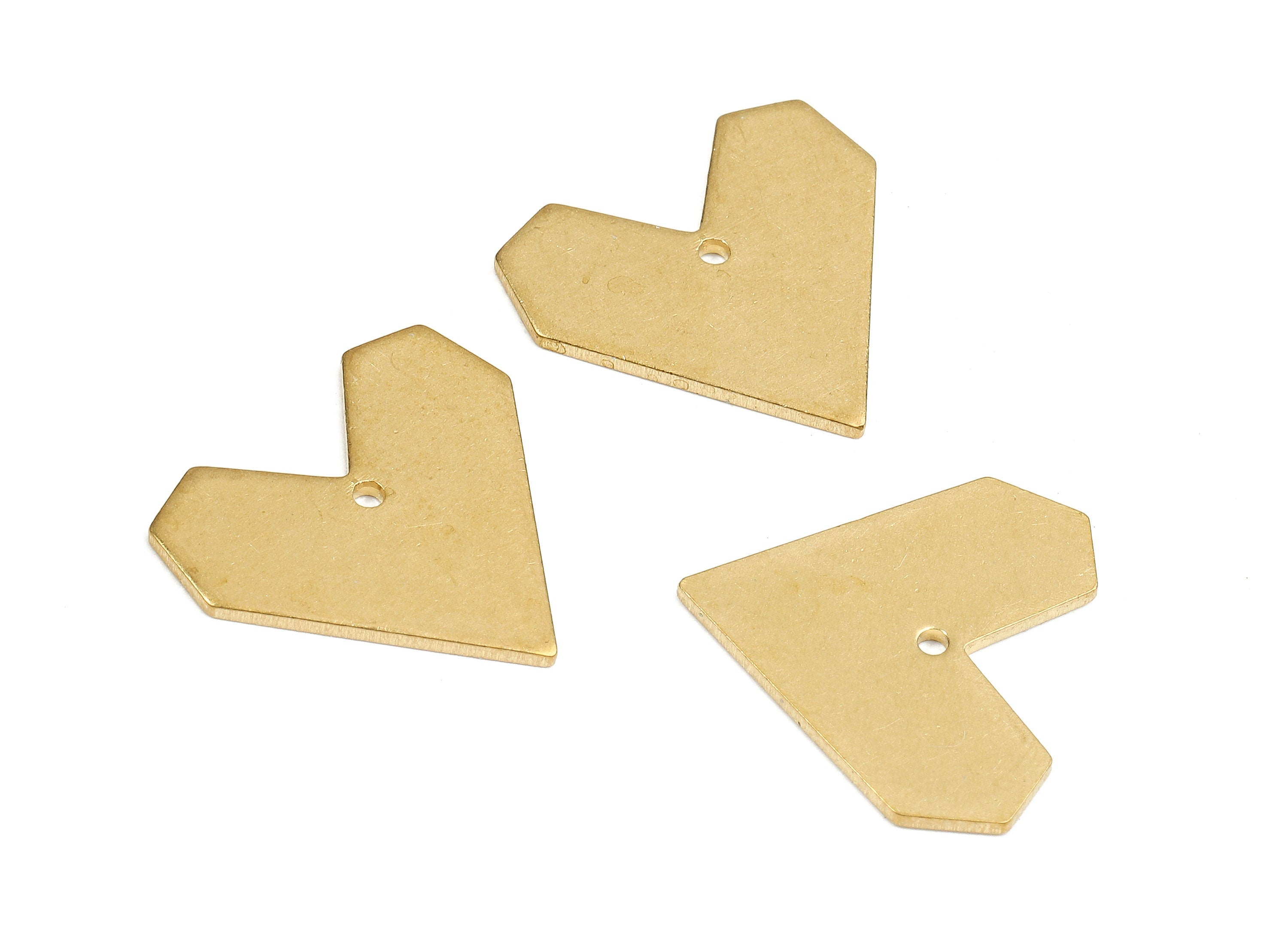 Personalized stamping blank - Brass Heart Charms - Raw Brass Heart Earrings and Pendant - Brass Heart Necklace - 17.06x17.91x1mm - PP2593 - DOMEDBAZAAR