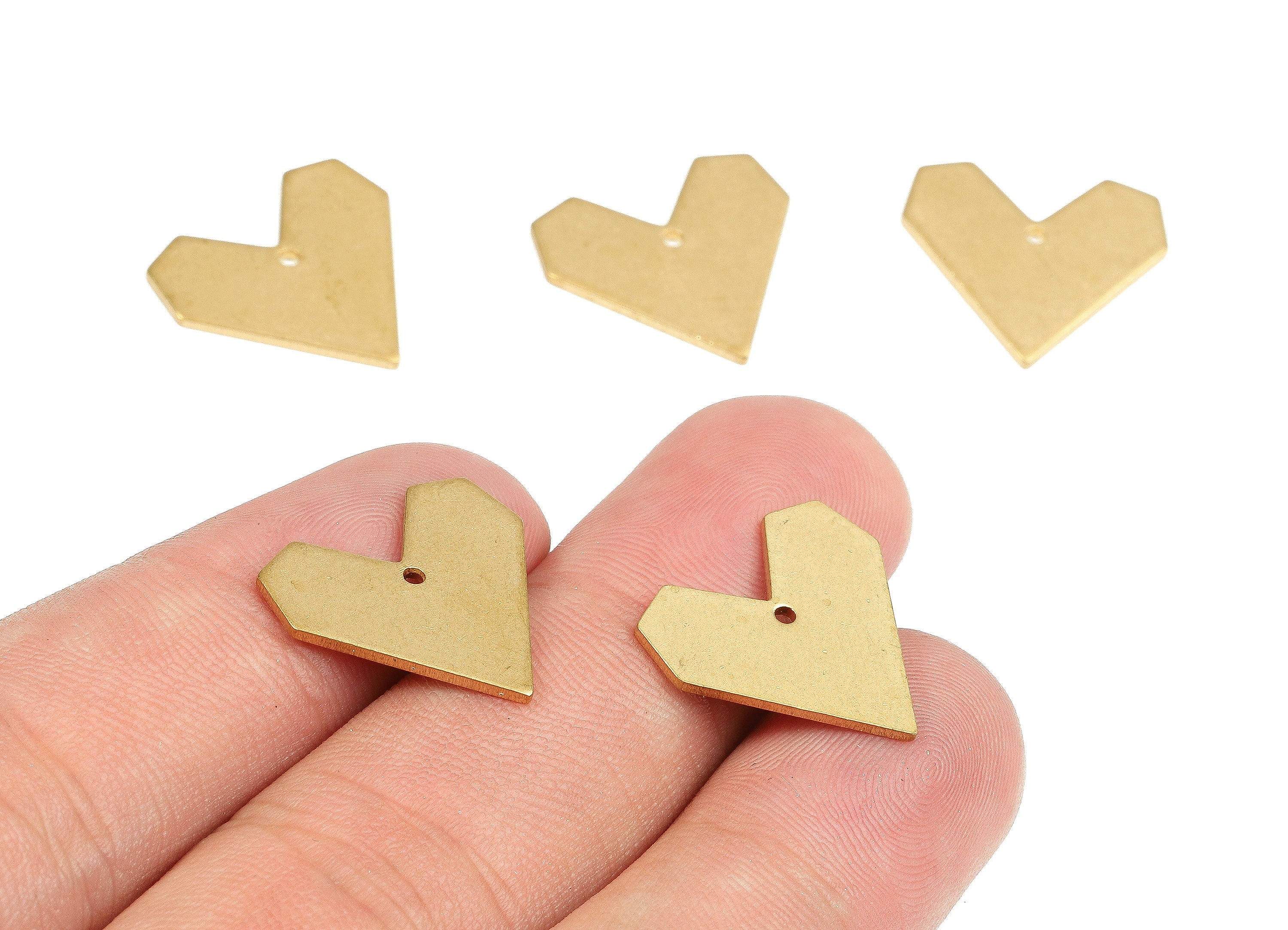 Personalized stamping blank - Brass Heart Charms - Raw Brass Heart Earrings and Pendant - Brass Heart Necklace - 17.06x17.91x1mm - PP2593 - DOMEDBAZAAR
