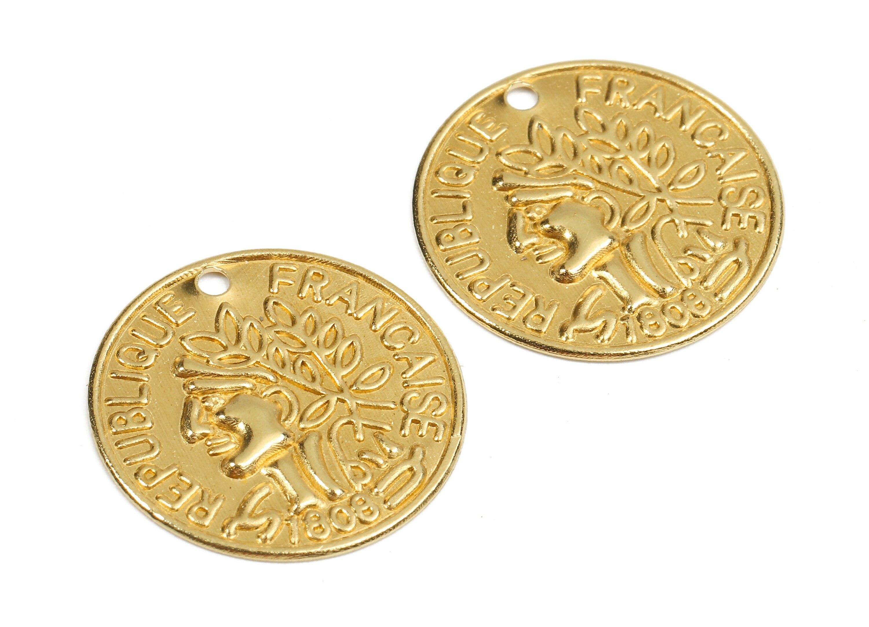 Brass Coin Charms - Raw Brass Coin Earrings and Pendant - Brass Round Necklace - Jewelry Supplies - 18.36x18.36x0.74mm - PP2551 - DOMEDBAZAAR