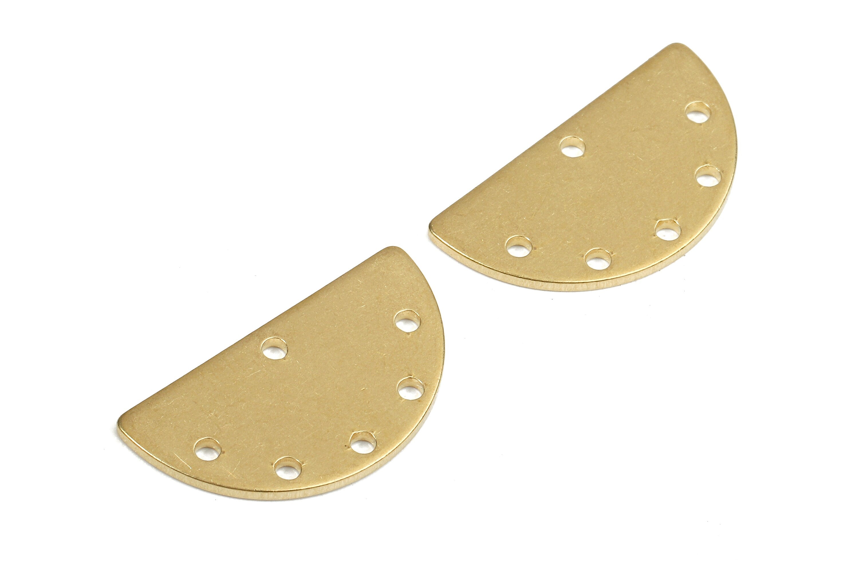 Brass Semicircle Connectors - Raw Brass Moon Connector Pendant - Connector Charms - 6 Holes - Jewelry Supplies - 21.98x11.4x1.02mm - PP2582 - DOMEDBAZAAR