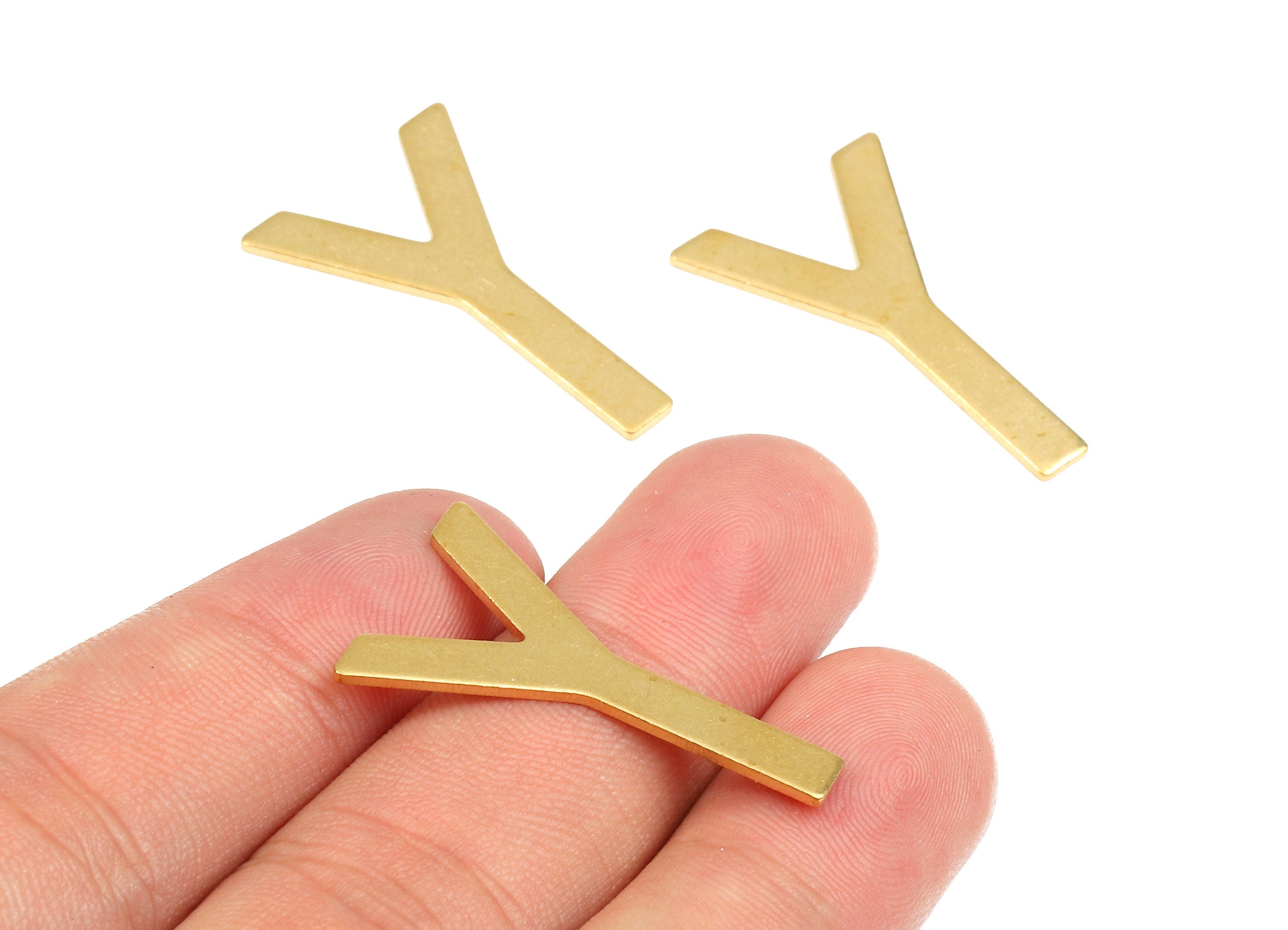 Brass Y Blank - Raw Brass Letter Y Blank - Brass Letter Wallart Decoration - Brass Alphabet V Blank - 30.84x19.6x1.28mm - PP2753 - DOMEDBAZAAR